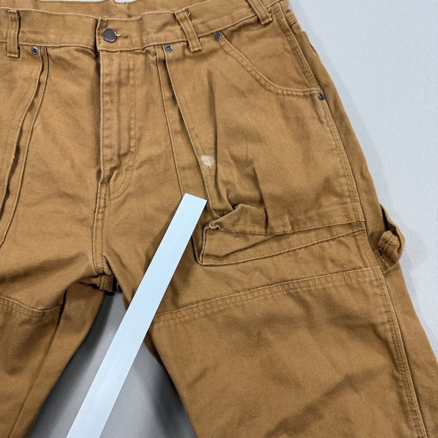 Dickies Double Knee Work Pants mens 32x28 Brown Canvas Carpenter Baggy Workwear