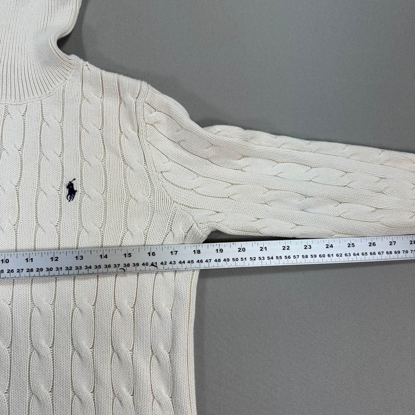 Polo Ralph Lauren Cable Knit Turtleneck Sweater Ivory Classic Womens Medium