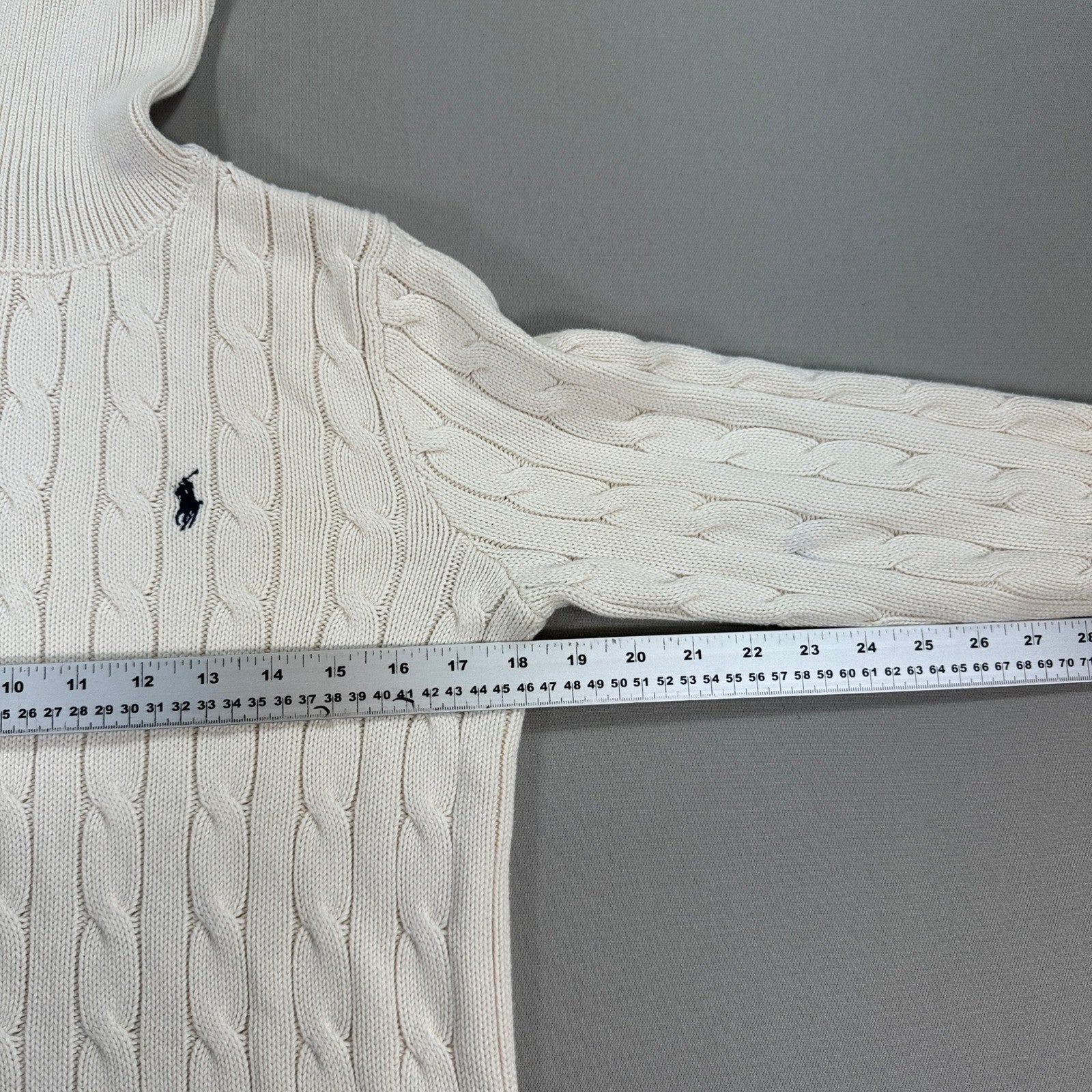 Polo Ralph Lauren Cable Knit Turtleneck Sweater Ivory Classic Womens Medium