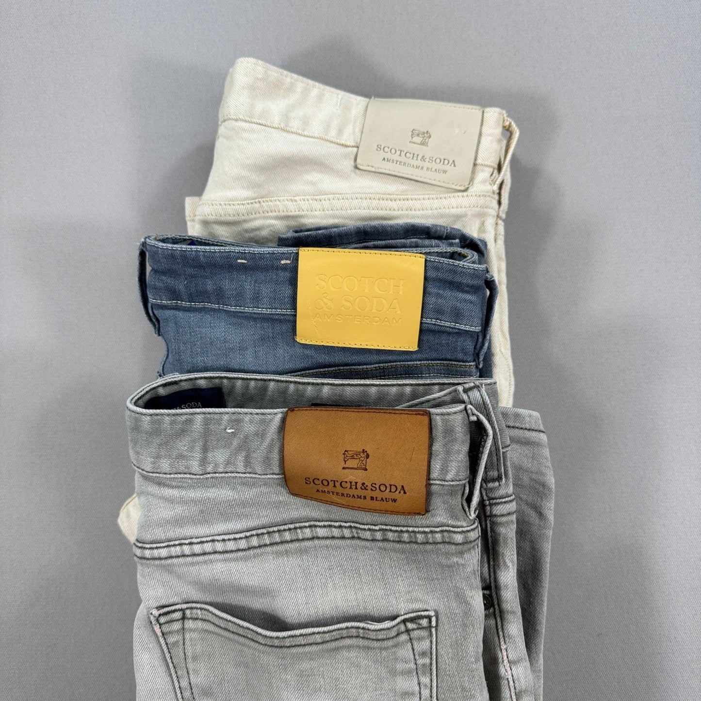 3x Scotch & Soda Jeans Skinny Fit Stretch Denim mens 32x32 Gray Blue Beige