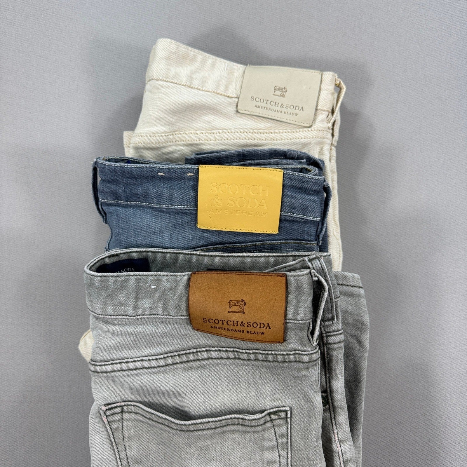 3x Scotch & Soda Jeans Skinny Fit Stretch Denim mens 32x32 Gray Blue Beige