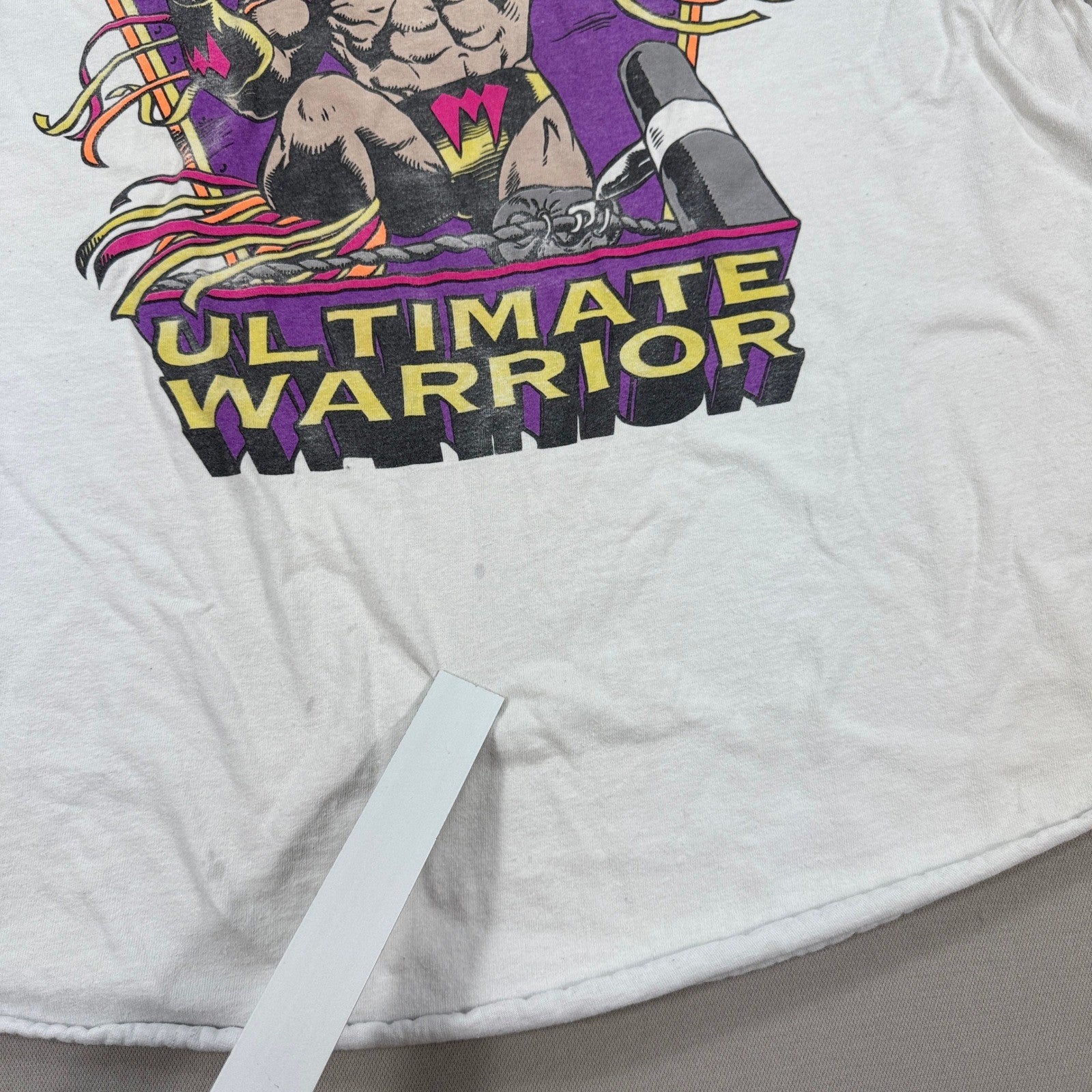 WWE Legends Ultimate Warrior Raglan T-Shirt mens 2XL White Graphic Crewneck