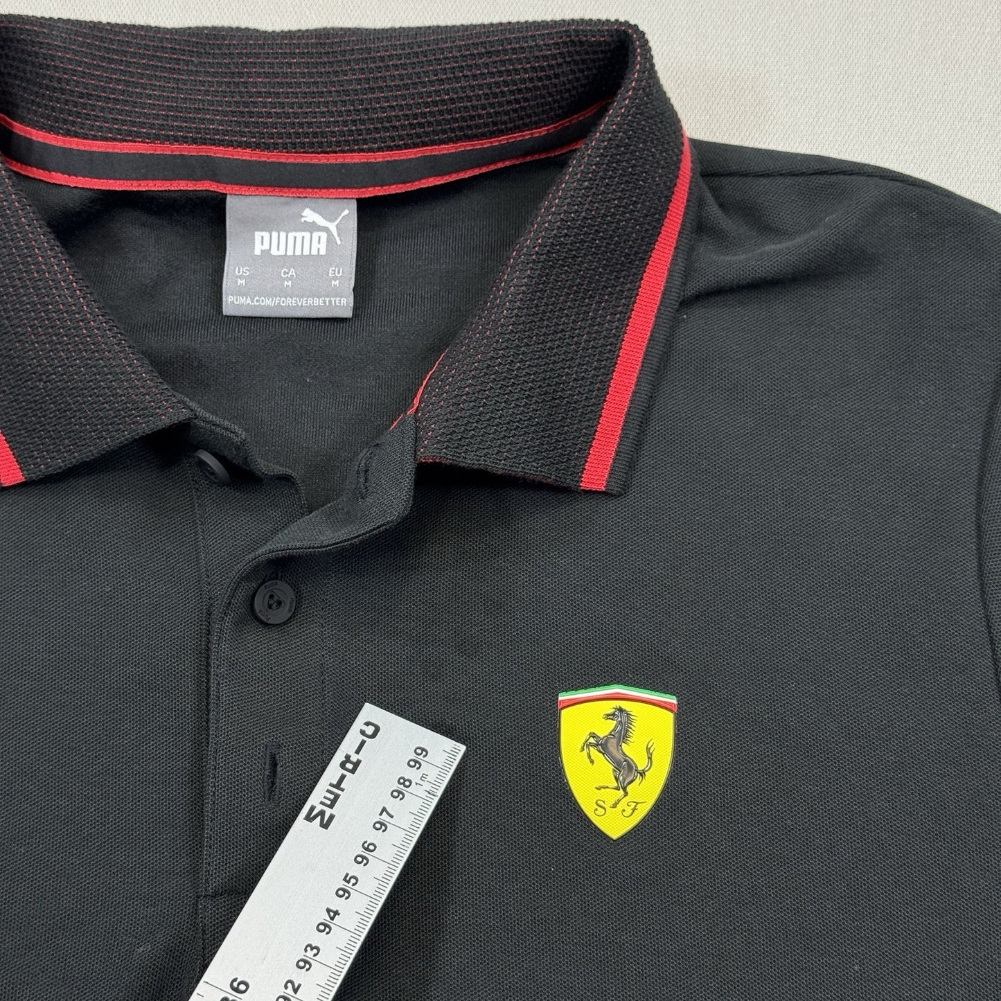 Puma Scuderia Ferrari Race Polo Shirt mens Medium Black Regular Fit Collared