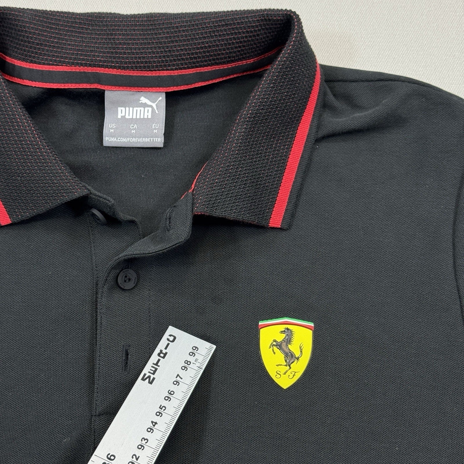 Puma Scuderia Ferrari Race Polo Shirt mens Medium Black Regular Fit Collared