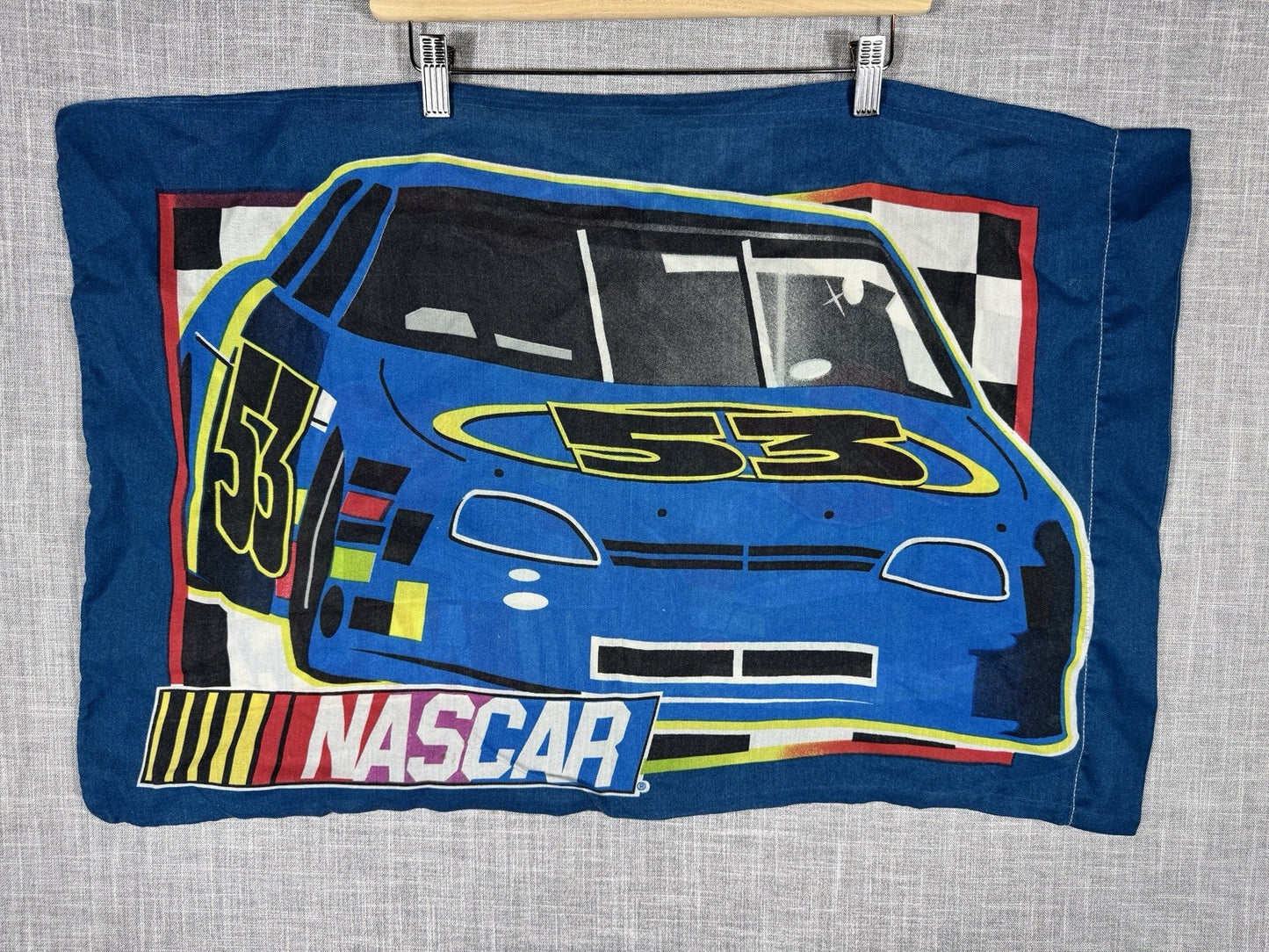 Nascar Standard Pillowcases Car 63 Car 53 Vintage 90s Size 20x30 Double Sided