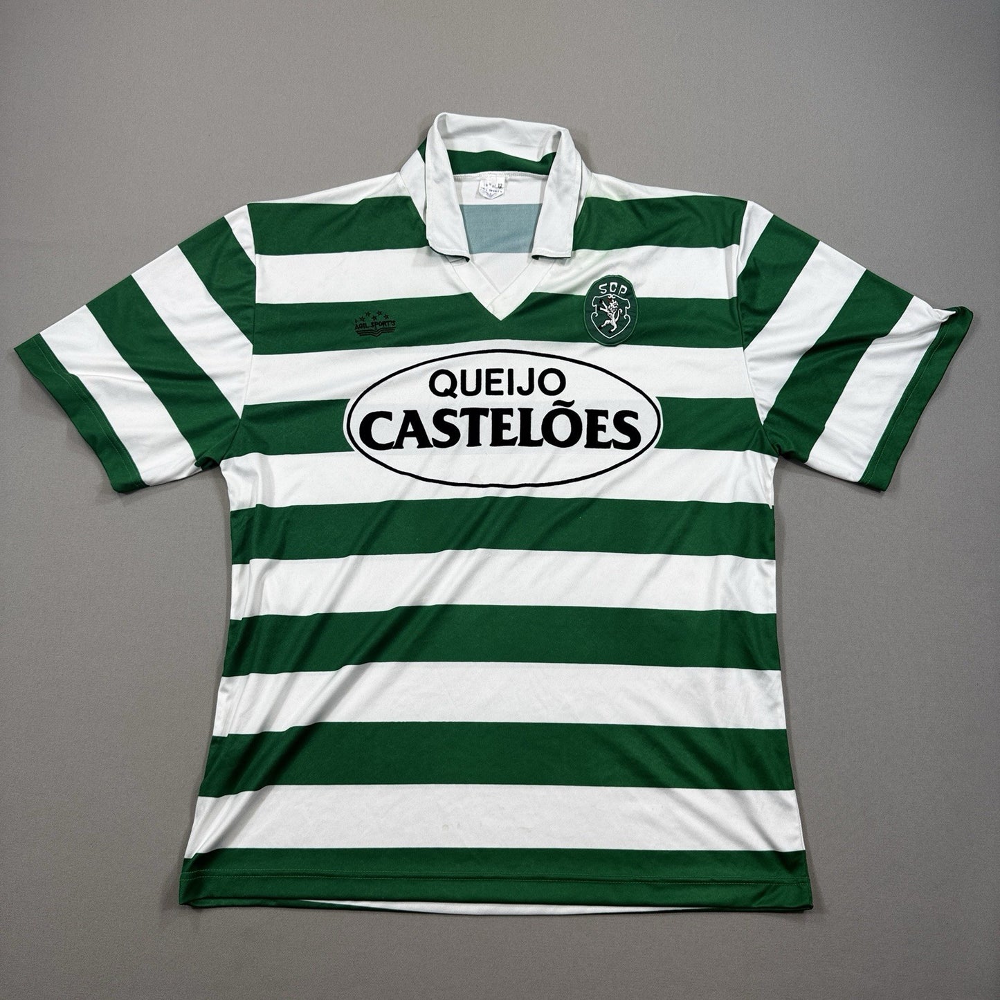 Agil Sports Jersey 90's Sporting Lisbon Home Football Mens Sz 12 Striped