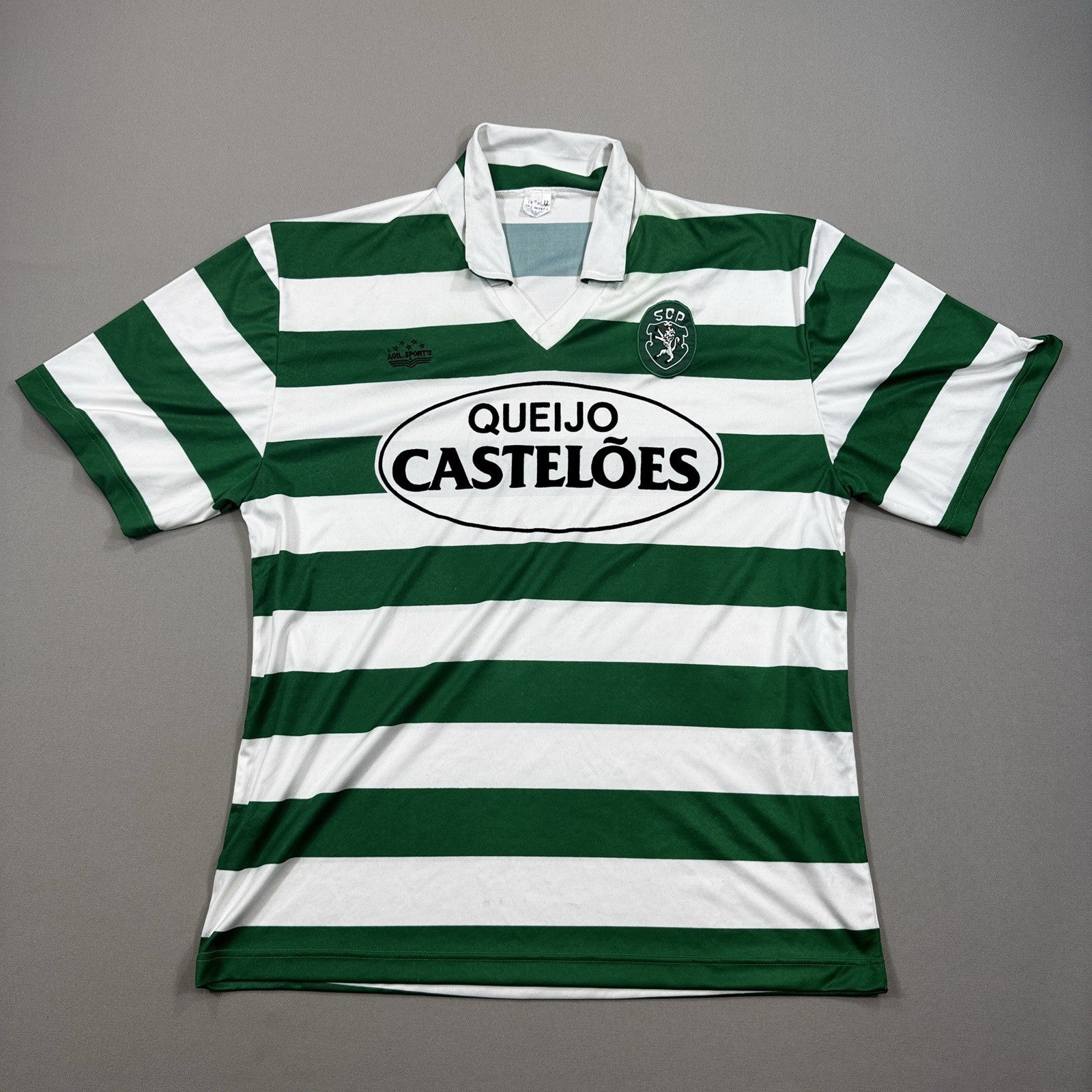 Agil Sports Jersey 90's Sporting Lisbon Home Football Mens Sz 12 Striped