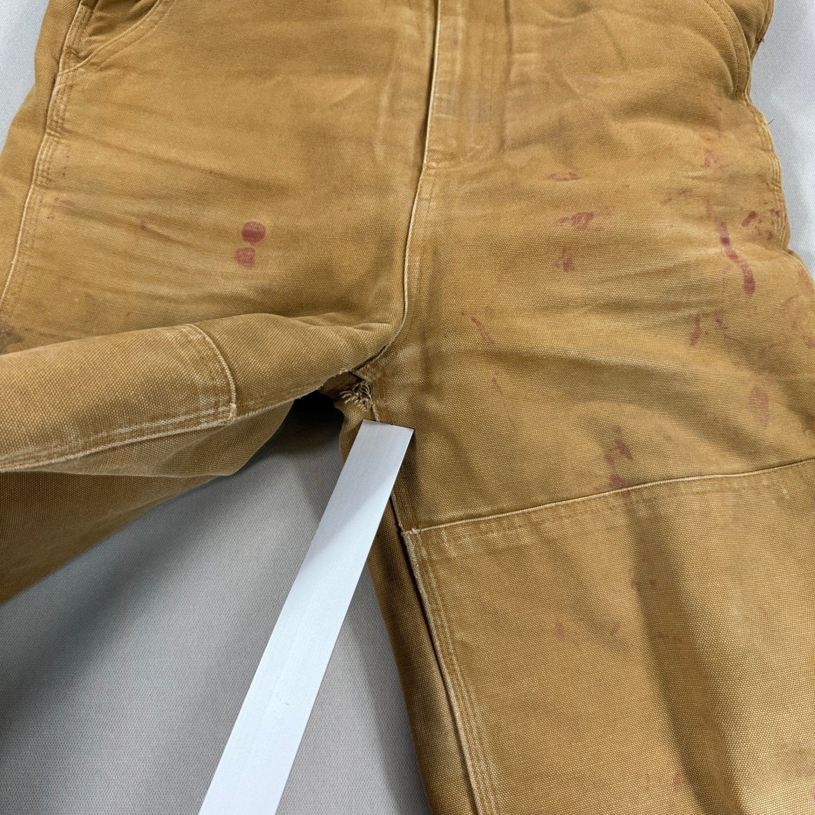 Vintage Carhartt Bib Overalls Double Knee Insulated Youth 12 Brown Distressed