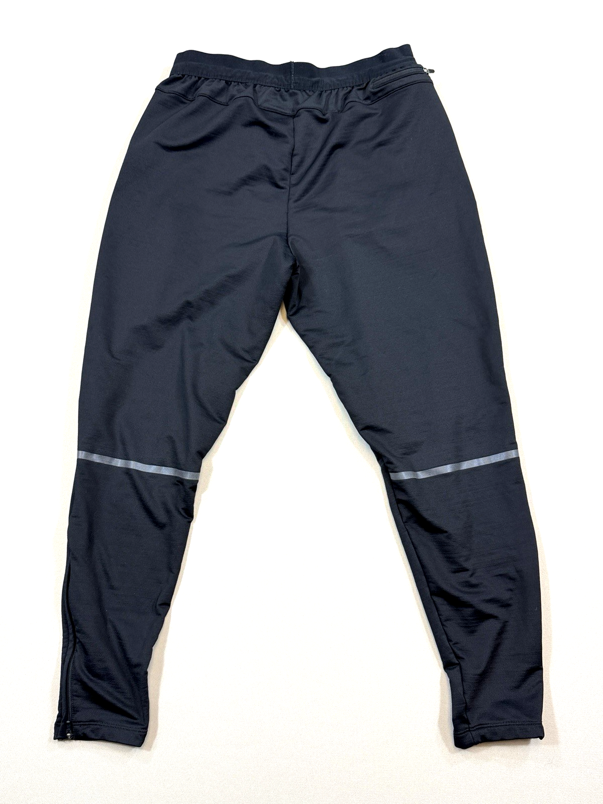 Nike Dri-Fit Track Pants mens Large Black Joggers Zipped Ankles Swoosh Tapered