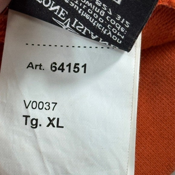 Stone Island Hoodie Pullover mens XL Orange Sweatshirt Fleece Cotton Drawstring