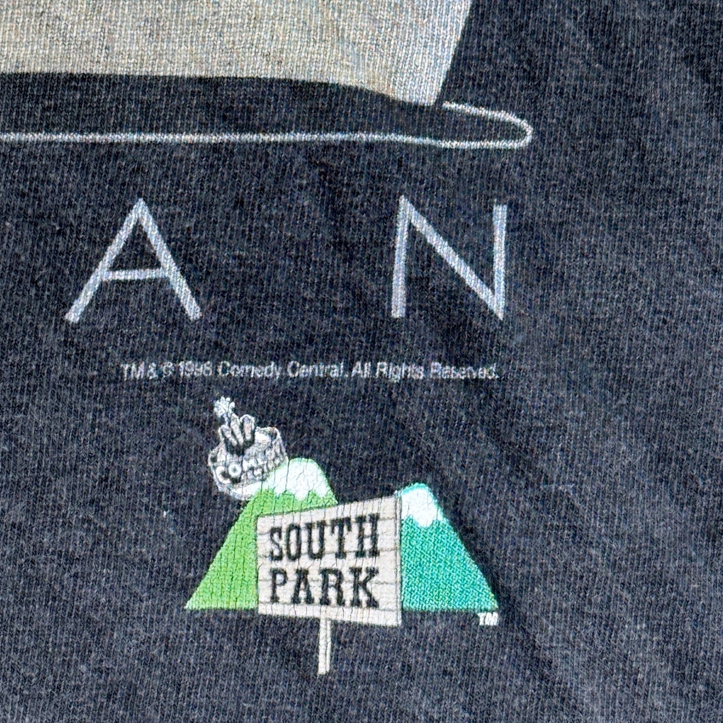 Vintage 90s South Park Eric Cartman Graphic T-Shirt Faded Mens XL Black