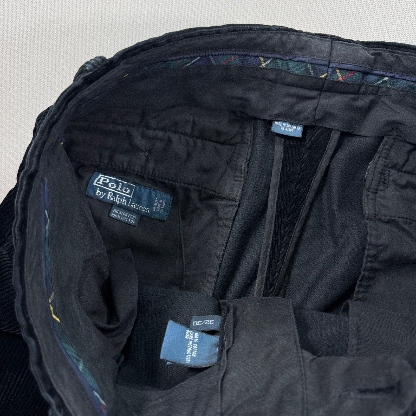 Polo Ralph Lauren Preston Pants mens 32x30 Black Corduroy Trousers Classic Fit