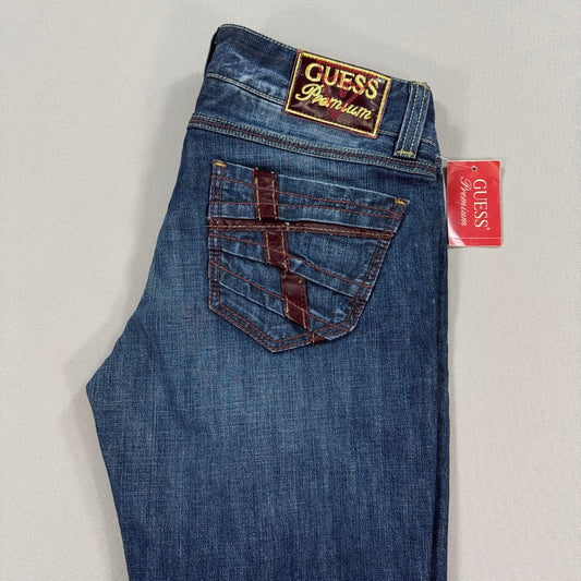NWT Guess Premium Denim Jeans Womens Size 30 Low Wasted Flared Leg