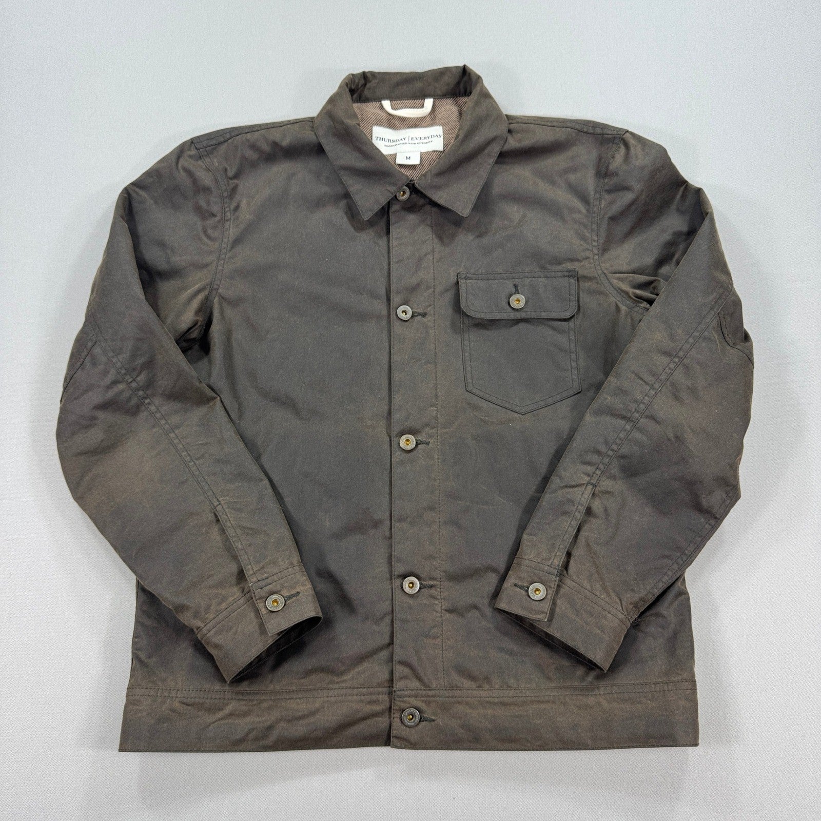 Thursday Everyday Jacket Waxed Cotton mens Medium Dark Olive Lined Heritage