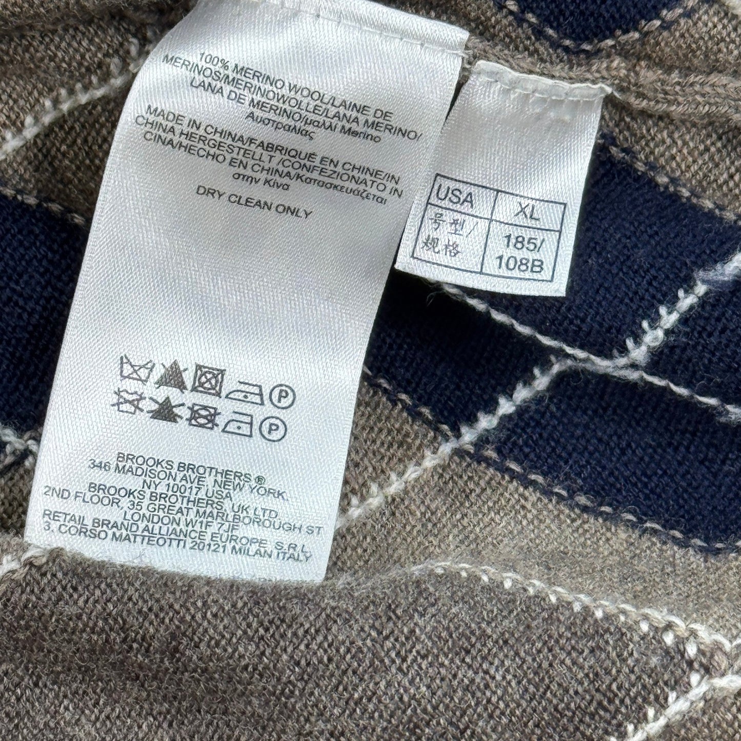 Brooks Brothers Sweater Extra Fine Italiano Merino Wool Argyle mens XL Knitted