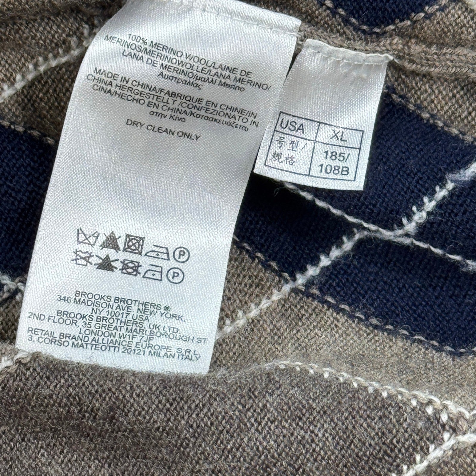 Brooks Brothers Sweater Extra Fine Italiano Merino Wool Argyle mens XL Knitted