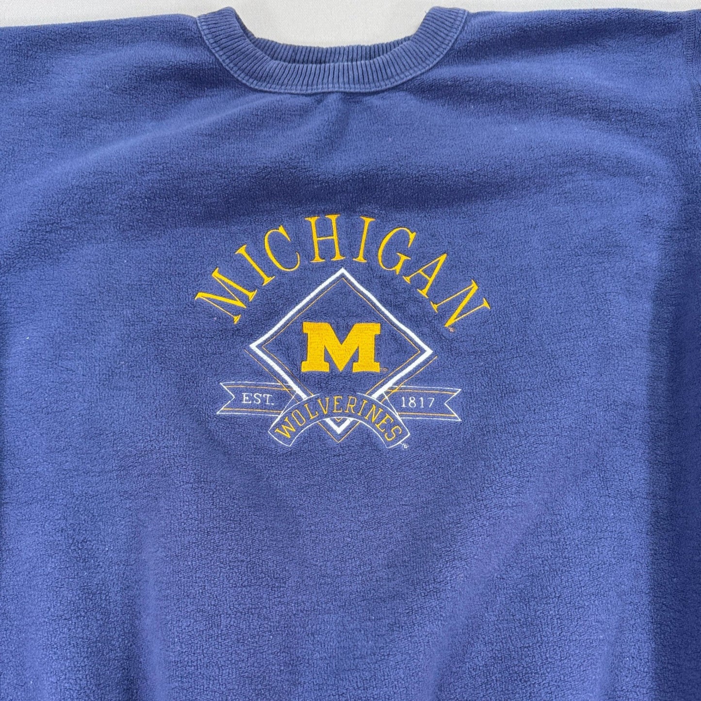 Vintage Michigan Wolverines Sweatshirt Bulletin mens XL Pullover Crewneck Blue