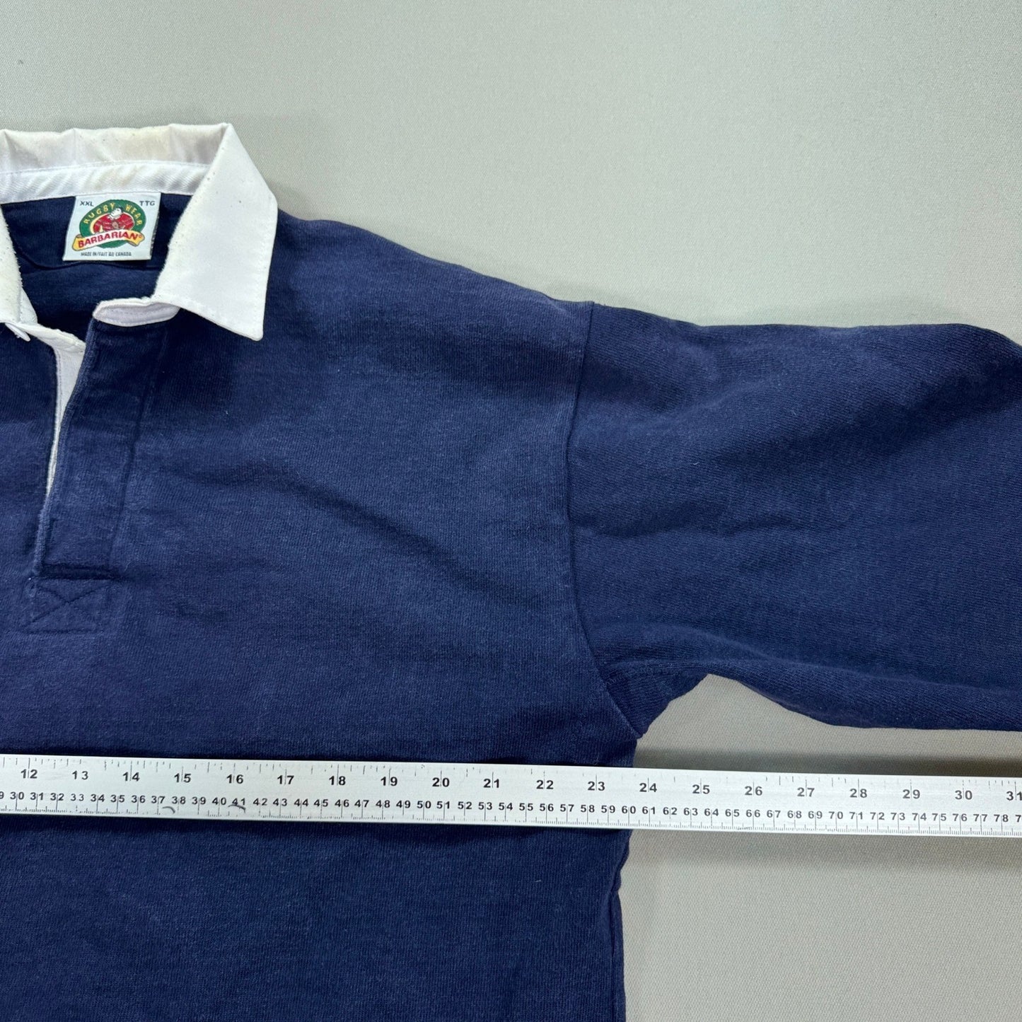Vintage Barbarian Rugby Wear Polo Shirt mens 2XL Navy Blue Long Sleeve Canada