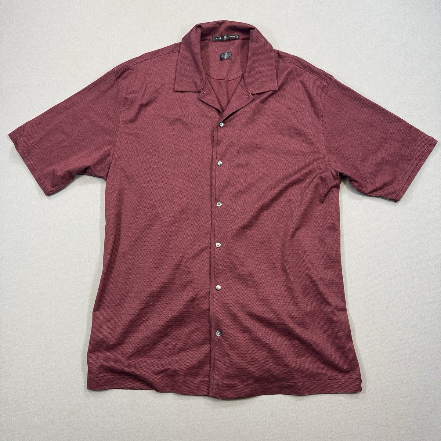 VTG Nike Tiger Woods Collection Shirt Mens XL Burgundy Button Up Performance Y2K