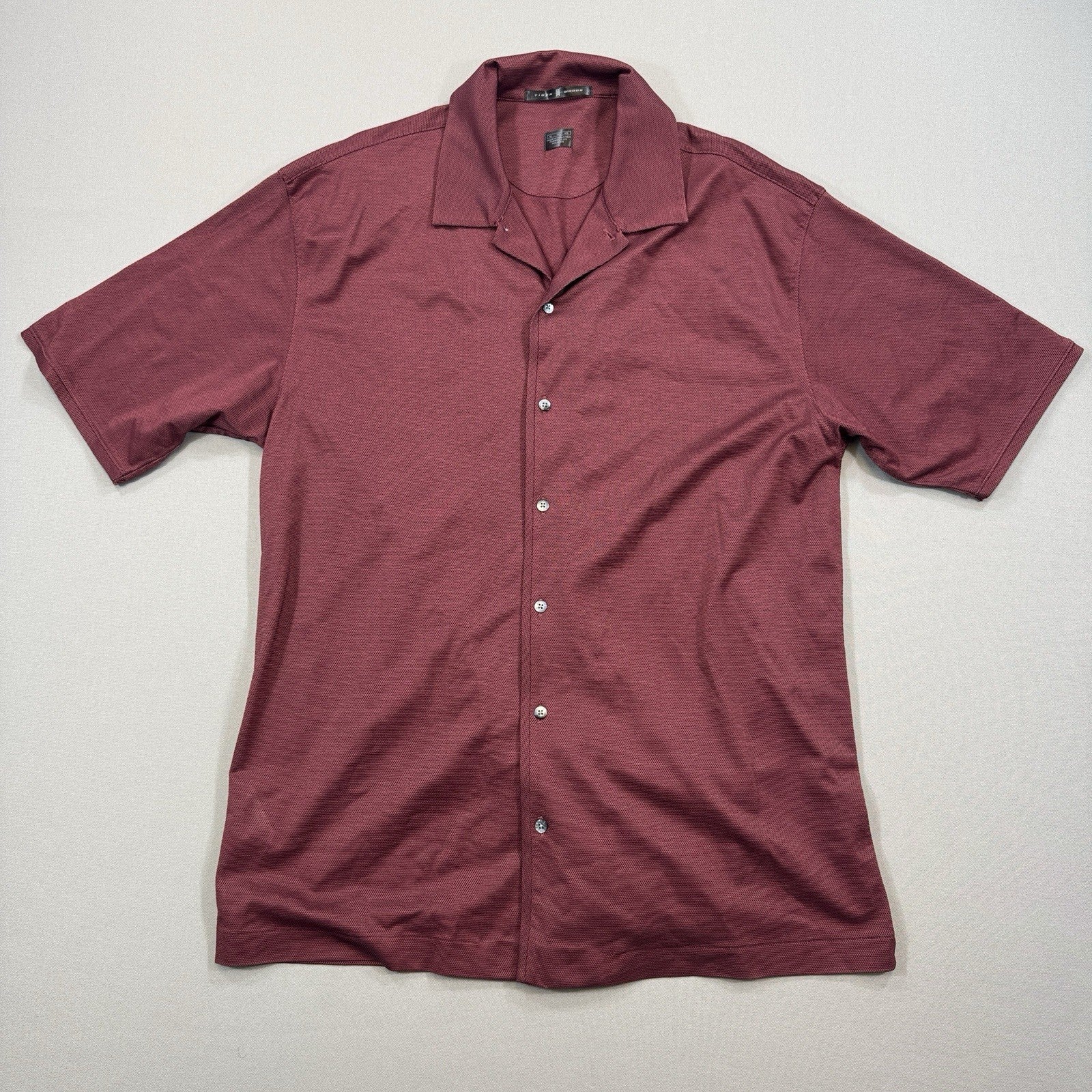 VTG Nike Tiger Woods Collection Shirt Mens XL Burgundy Button Up Performance Y2K