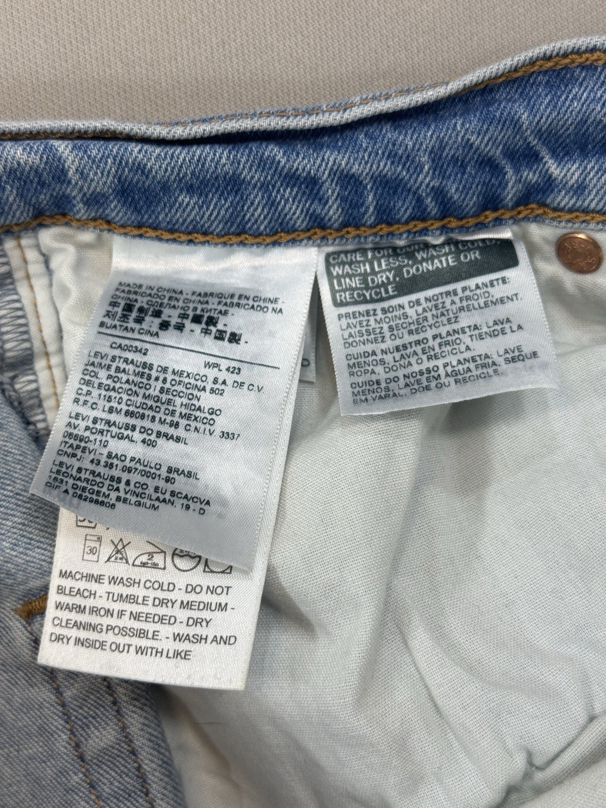 Vintage Levi's Big E Cut Off Crop Flare Womens 28x26 Button Fly Blue Denim Jeans