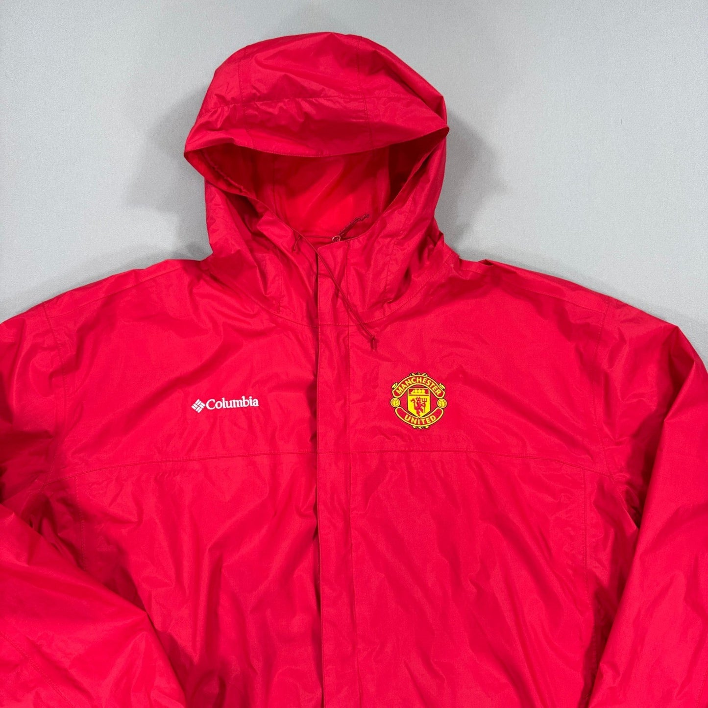 Columbia Manchester United Rain Jacket mens 2XL Red Packable Full Zip Hooded