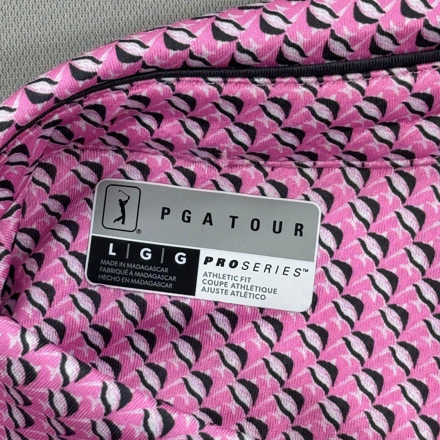 PGA Tour Pro Series Golf Polo Shirt Mens Large Pink Performance Athletic Stretch