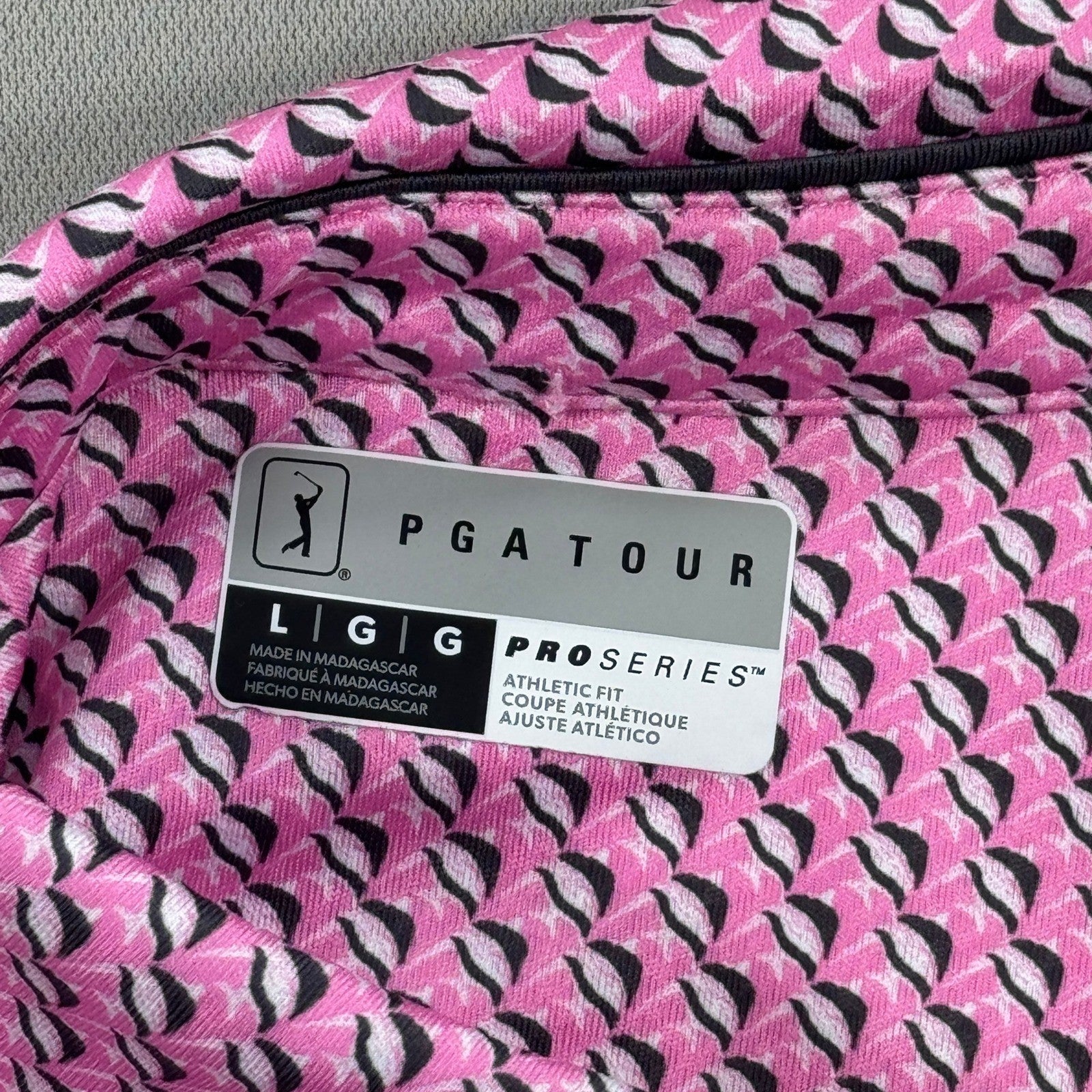 PGA Tour Pro Series Golf Polo Shirt Mens Large Pink Performance Athletic Stretch