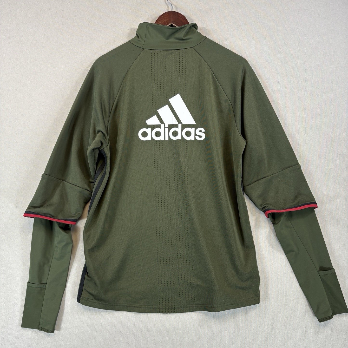 Adidas AC Milan Training Top mens Large Army Green Fly Emirates Soccer Jersey