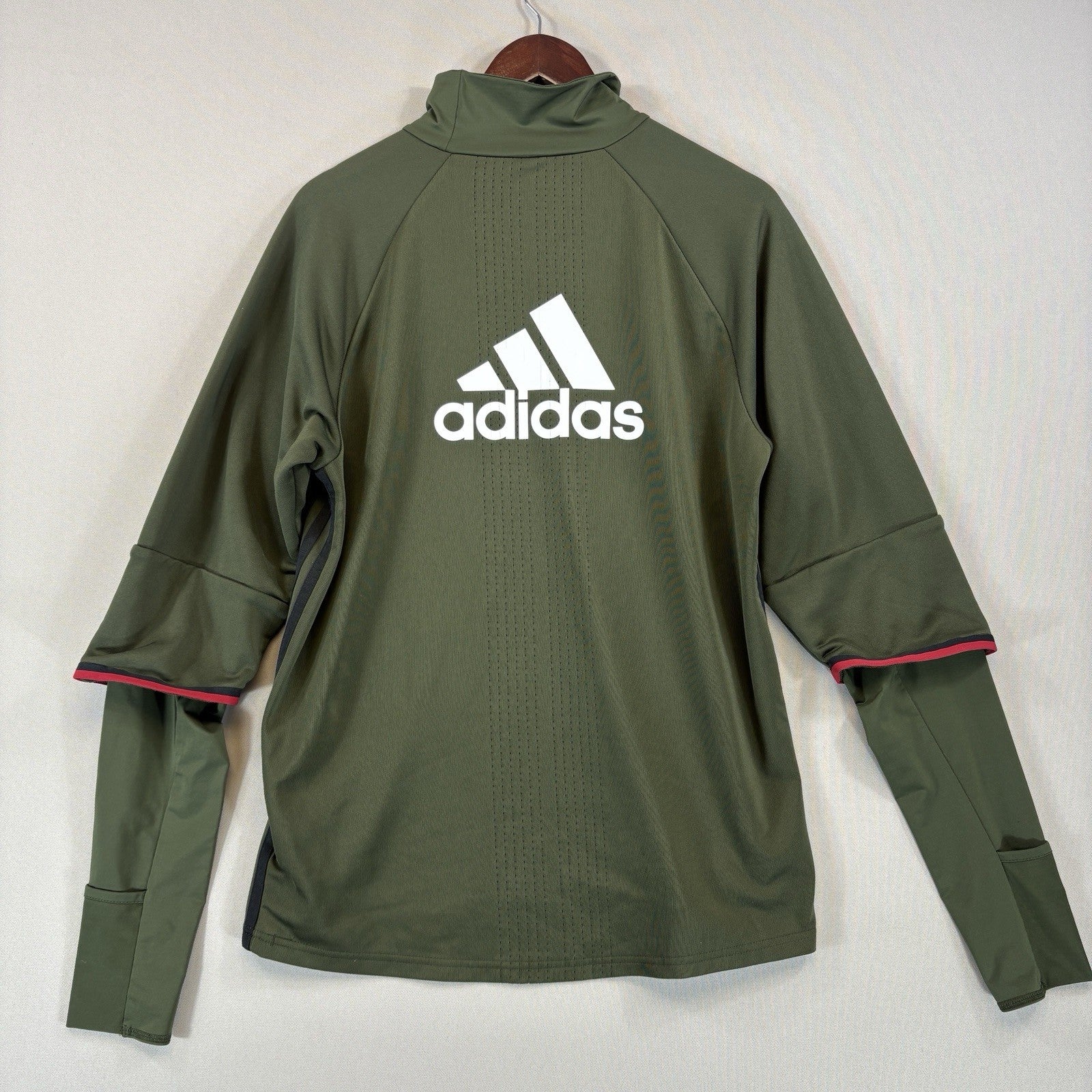 Adidas AC Milan Training Top mens Large Army Green Fly Emirates Soccer Jersey