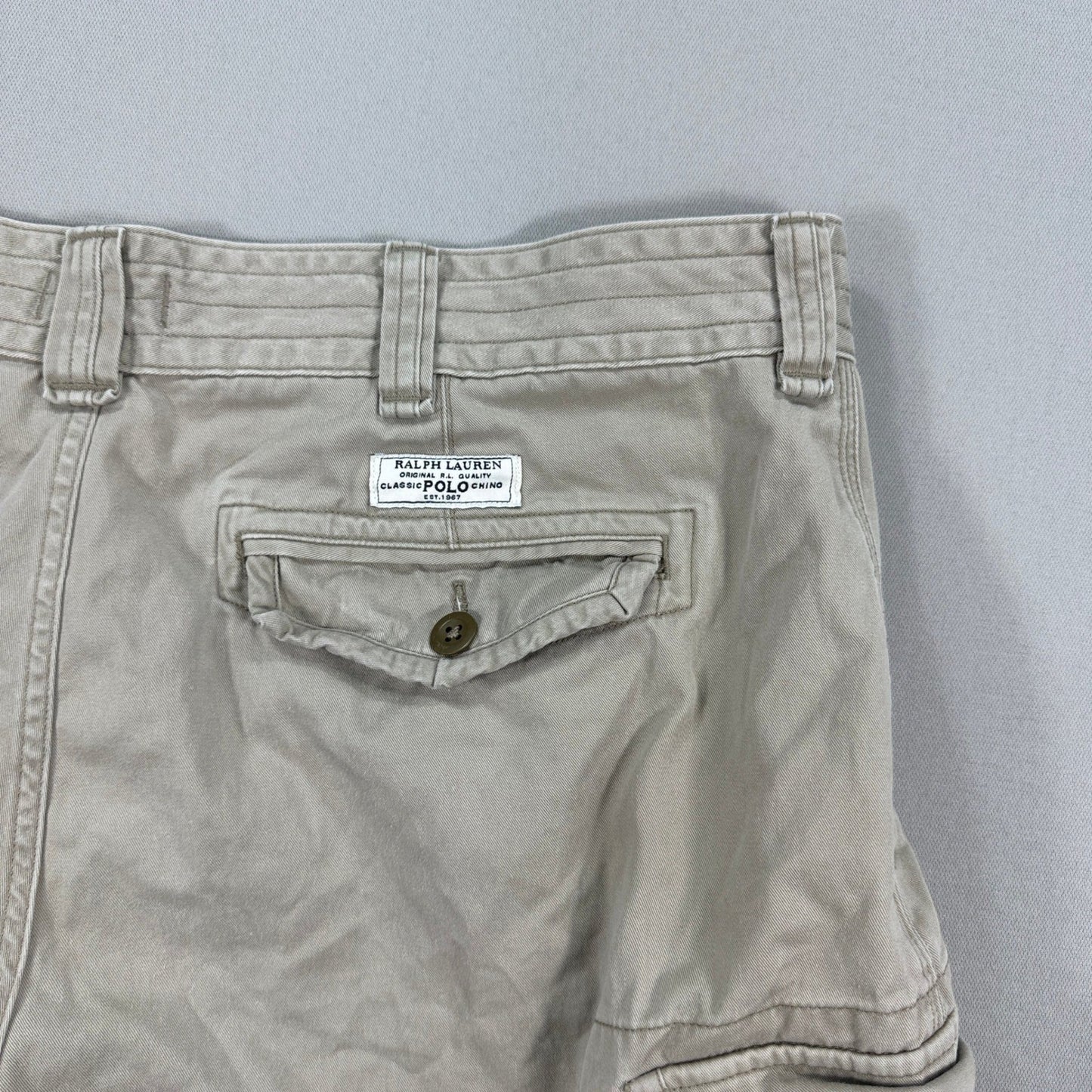 Polo Ralph Lauren Cargo Shorts Classic Chino 100% Cotton mens Size 40 Beige