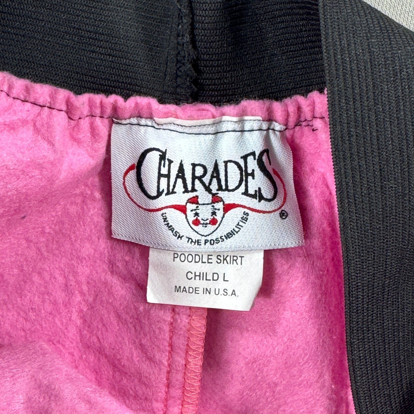 50s Poodle Skirt Girl's Large in Pink with Elastic Waist Made In USA