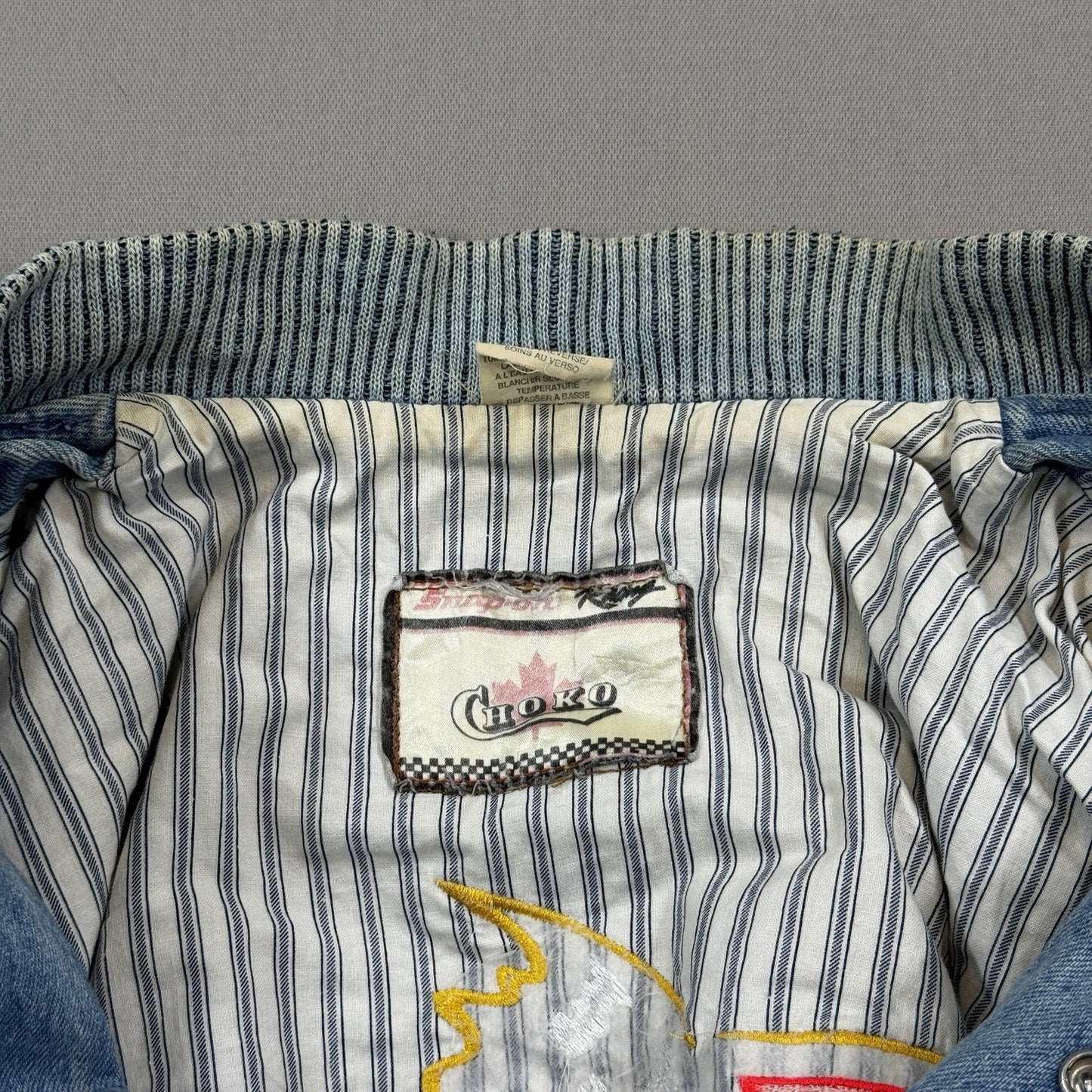 Snap On Racing Jacket mens Large Blue Jean Style Made in Canada Choko Apparel