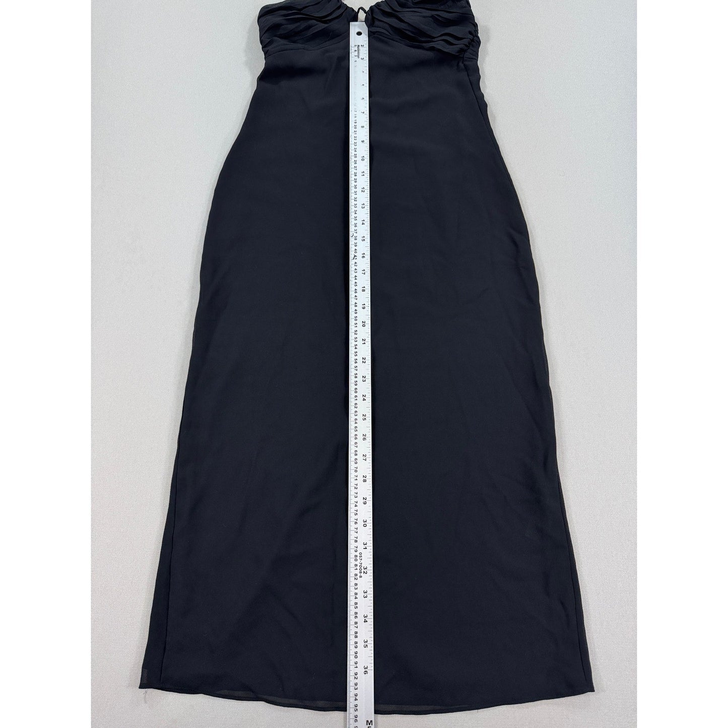 Zara Maxi Dress Womens XS Black Sleeveless Spaghetti Strap Halter Neck Bodycon