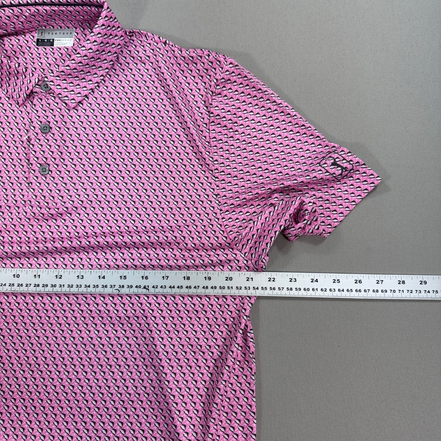 PGA Tour Pro Series Golf Polo Shirt Mens Large Pink Performance Athletic Stretch
