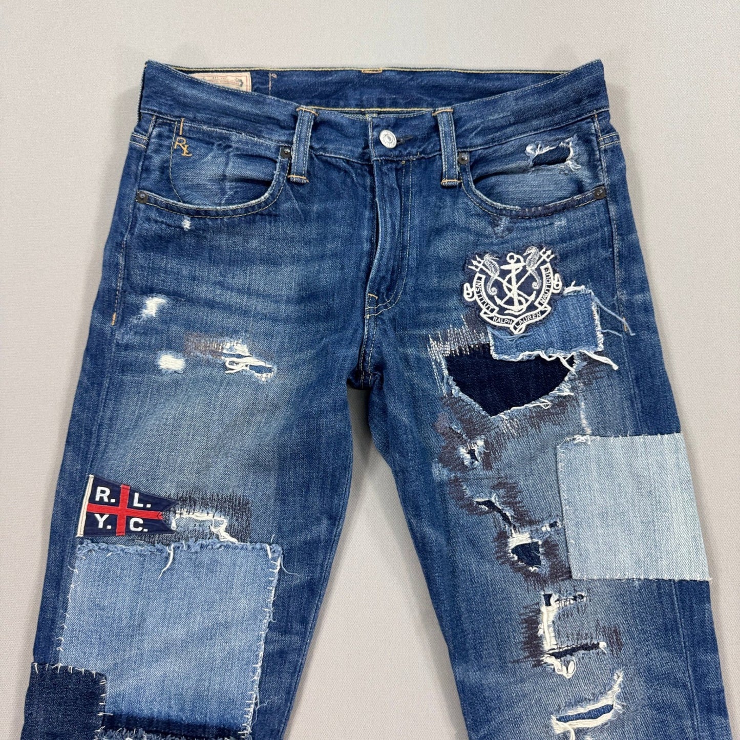 Polo Ralph Lauren Patchwork Jeans Astor Slim Boyfriend Womens Size 26
