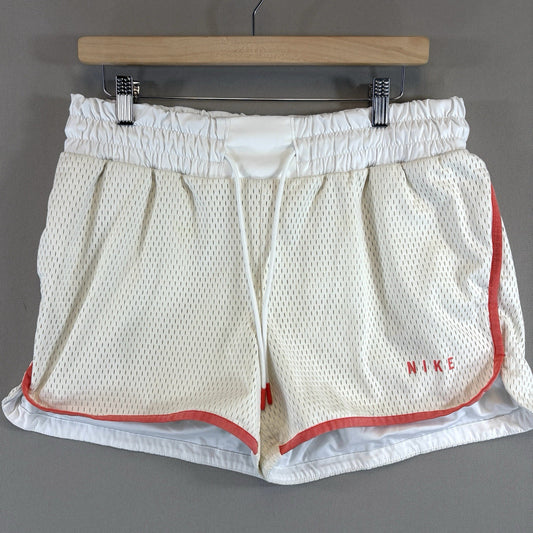 Nike Sportswear Mesh Shorts Womens Large White Orange Running Retro Lined