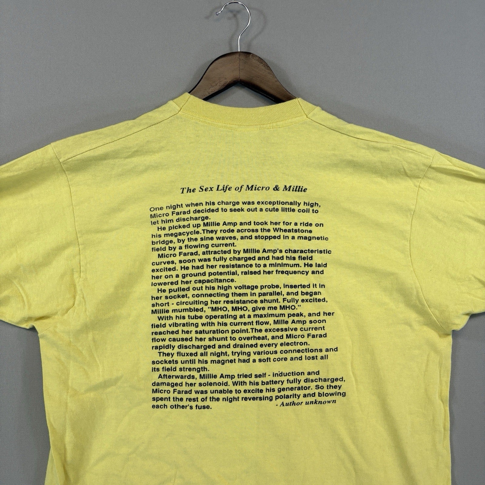Vintage 1992 Electrician College Shirt Men’s XL Yellow Single Stitch Made in USA