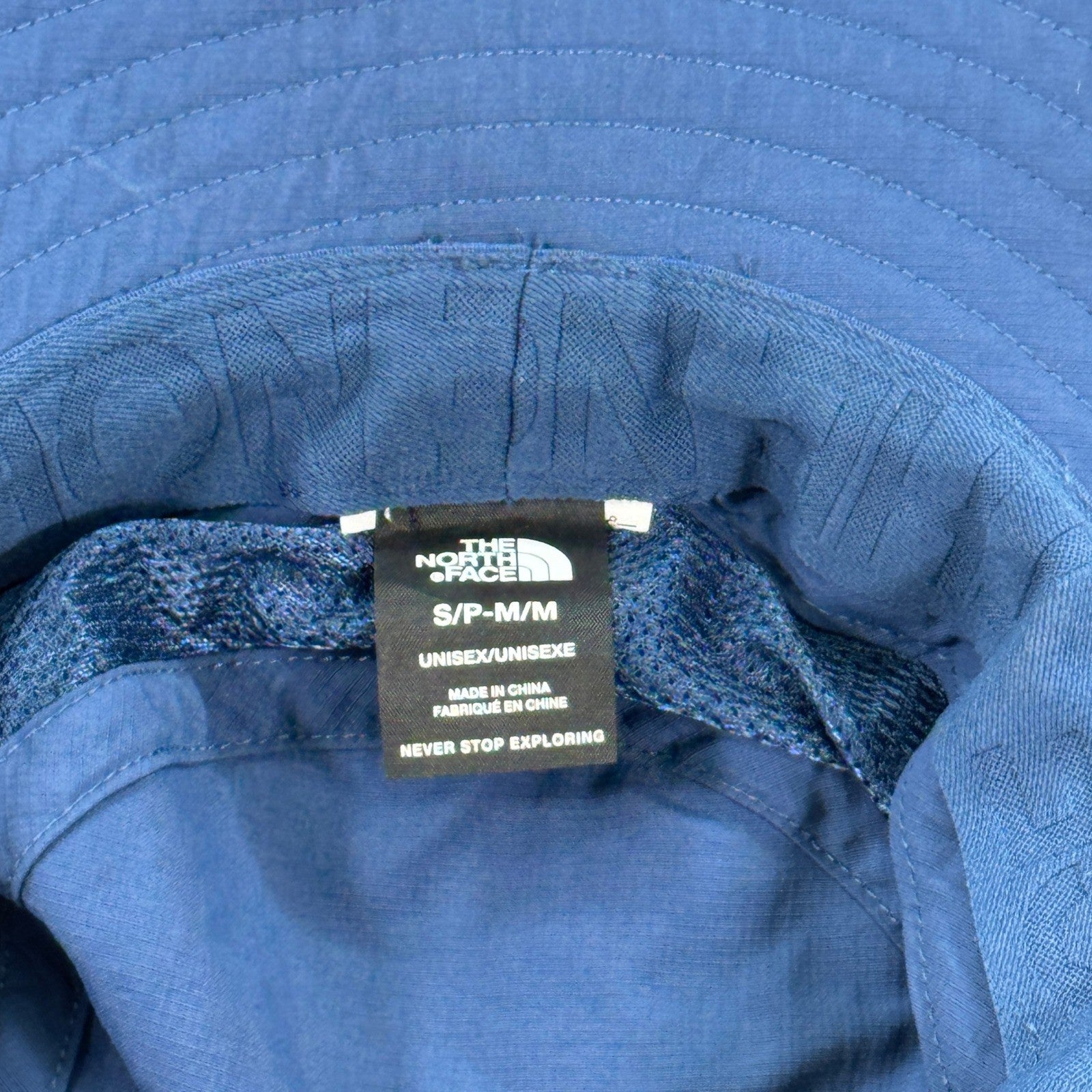 The North Face Blue Bucket Hat Size S - M Vented Adjustable Wide Brim 7 5/8"