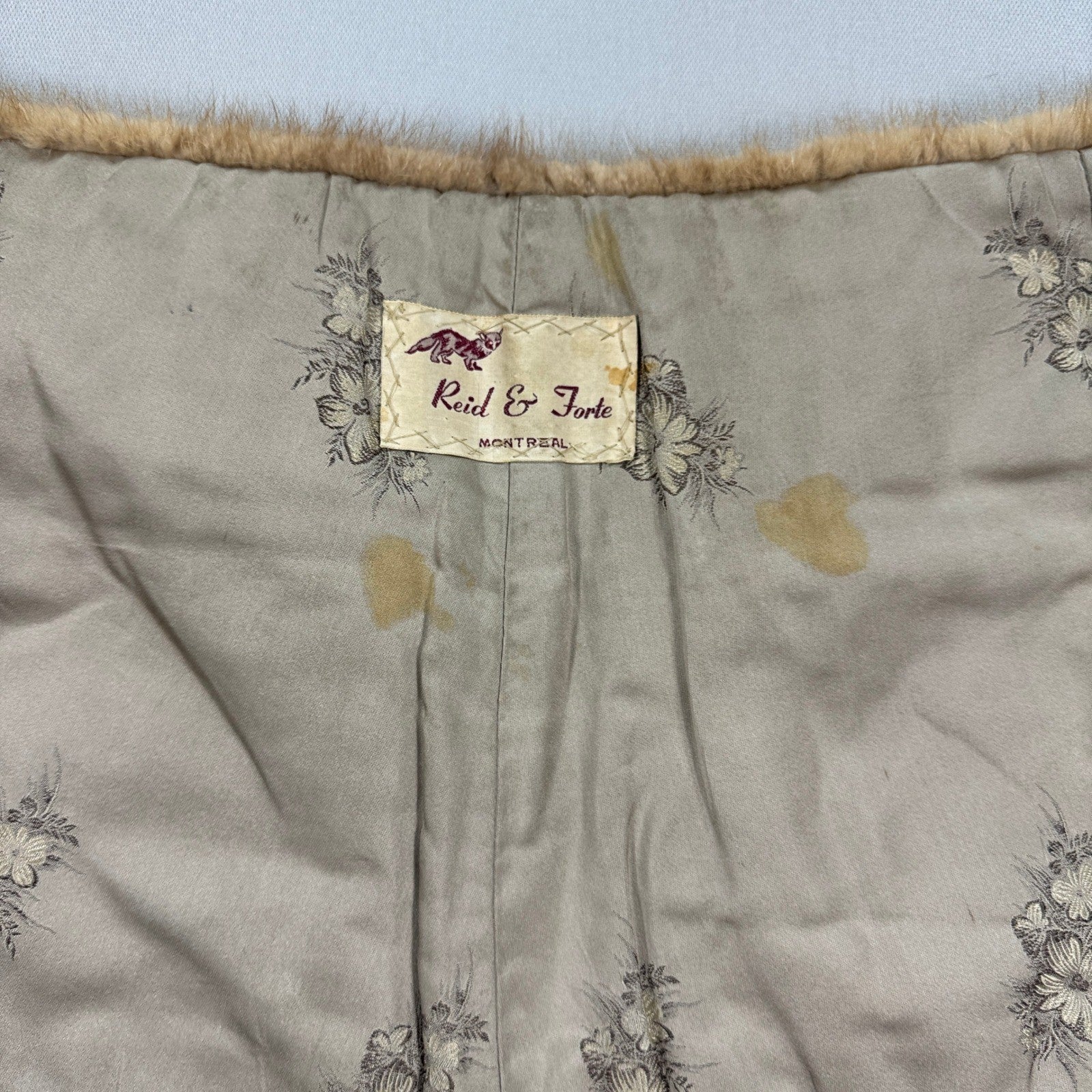 Vintage Reid & Forte Mink Fur Collar Shawl Brown Womens Elegant