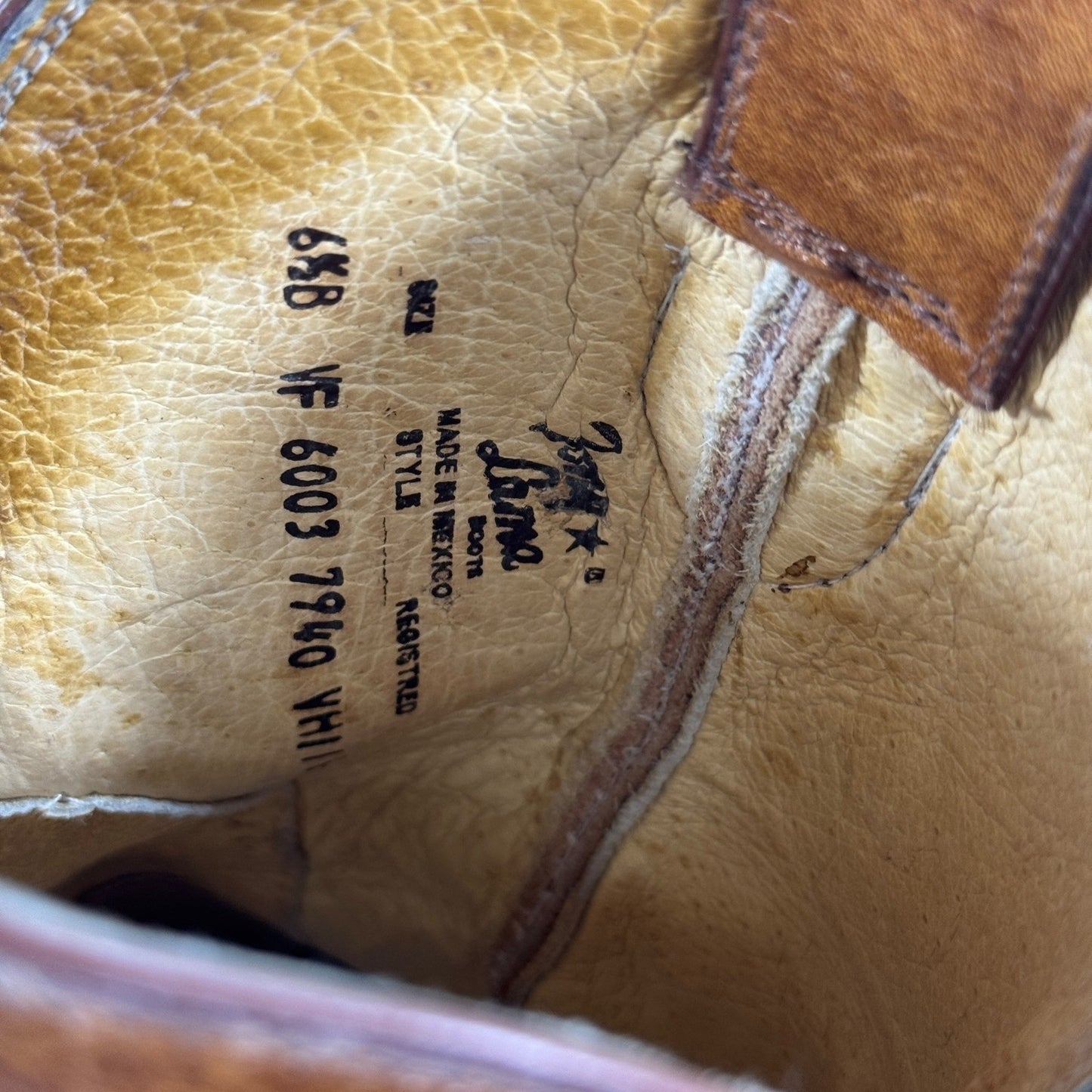 Tony Lama Leather Boots mens 6.5 Brown 2 Tone Western