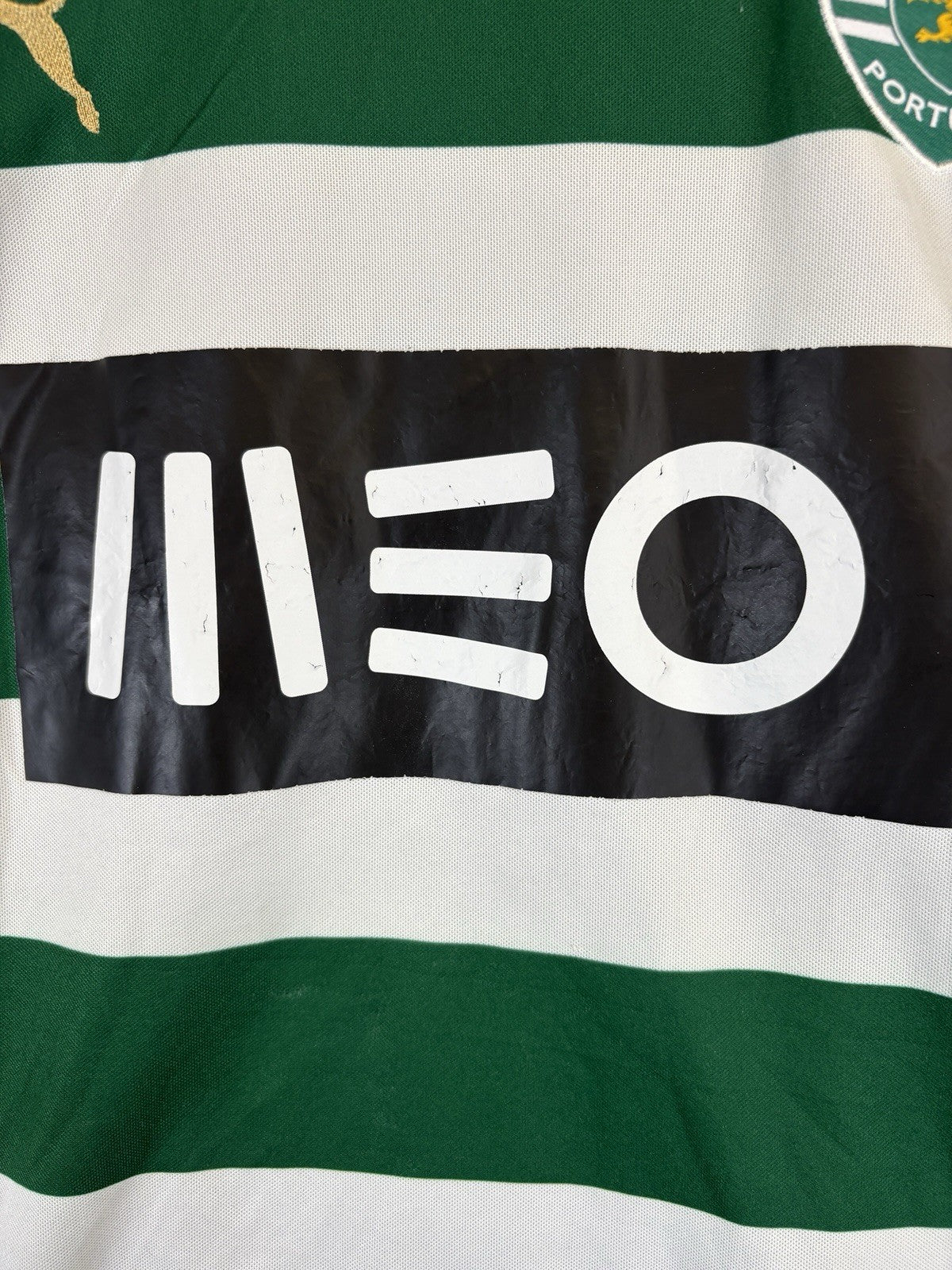 Puma Sporting Lisbon de Portugal 2013/14 White Green Stripes Jersey Mens Medium