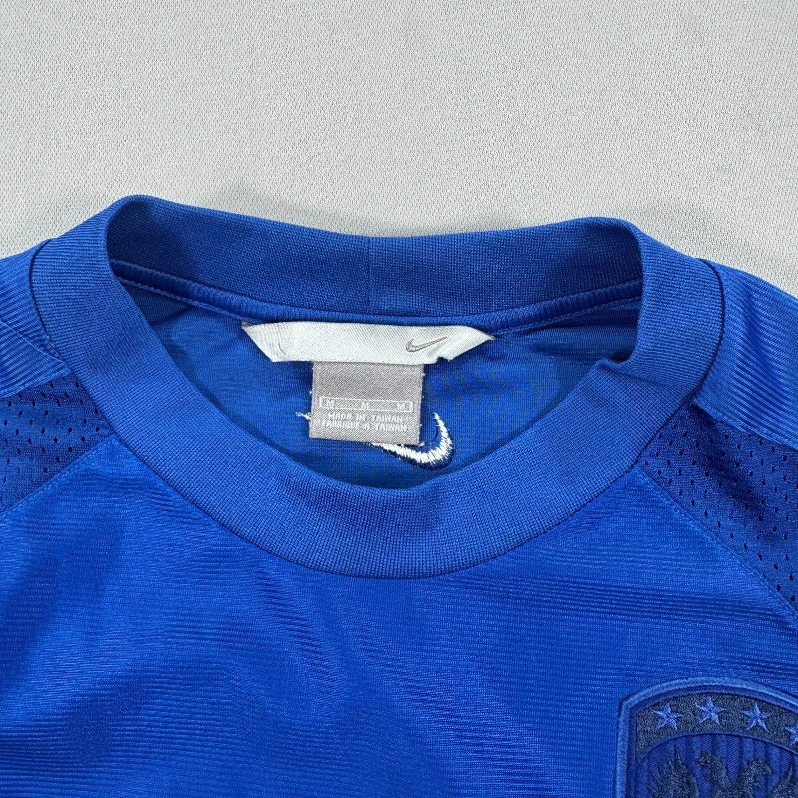 Vintage Nike Football Jersey #9 mens Medium Blue Soccer Training Shirt Mesh