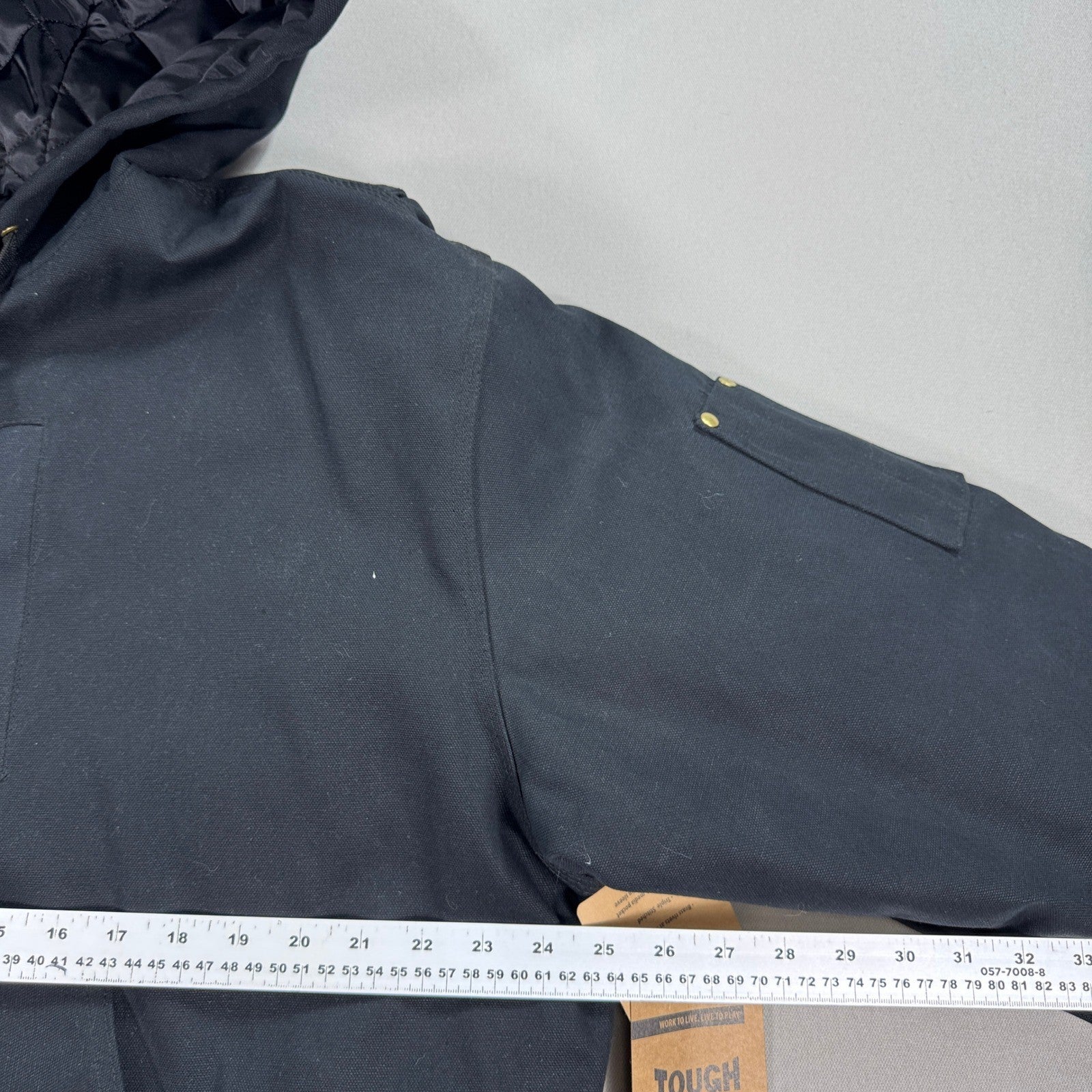 NWT Tough Duck Hooded Jacket Quilted Lined mens L Black Barn Field Coat