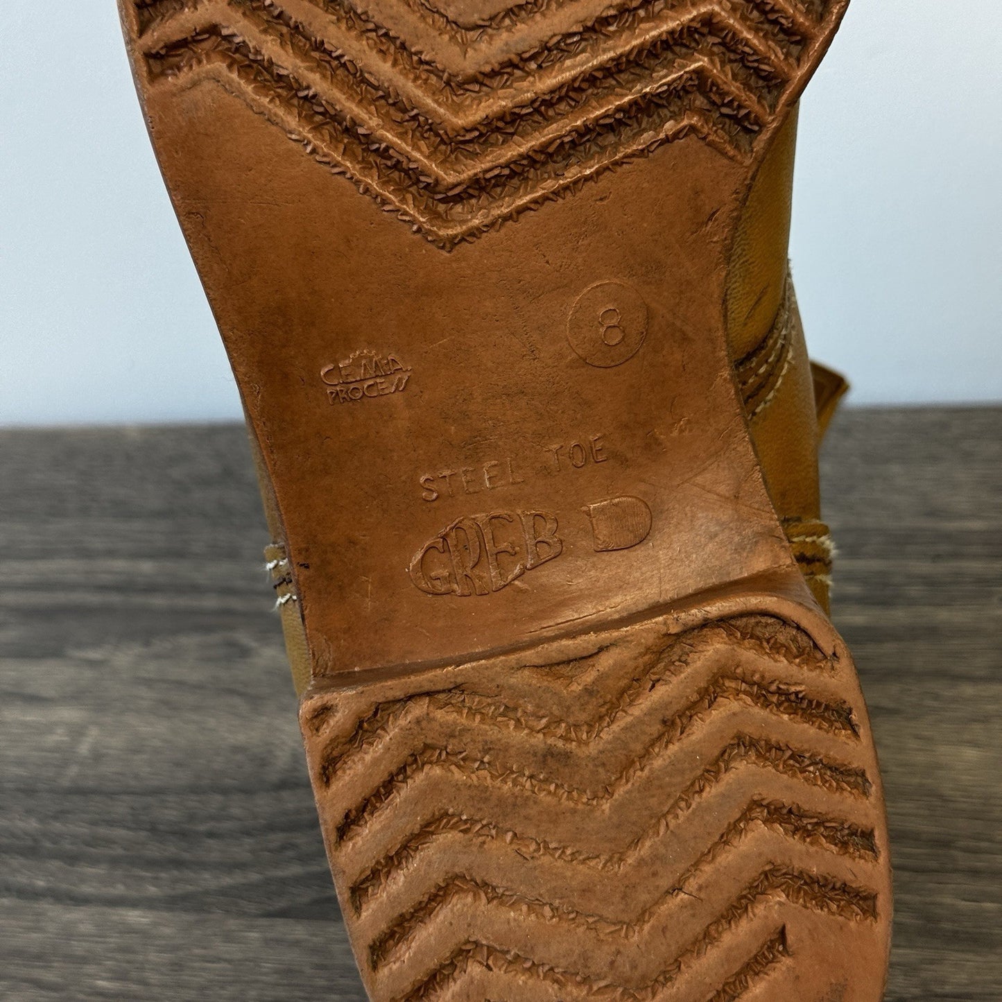 Vintage Greb Steel Toe Work Boots mens Sz 8 Brown Combat Leather Made in Canada