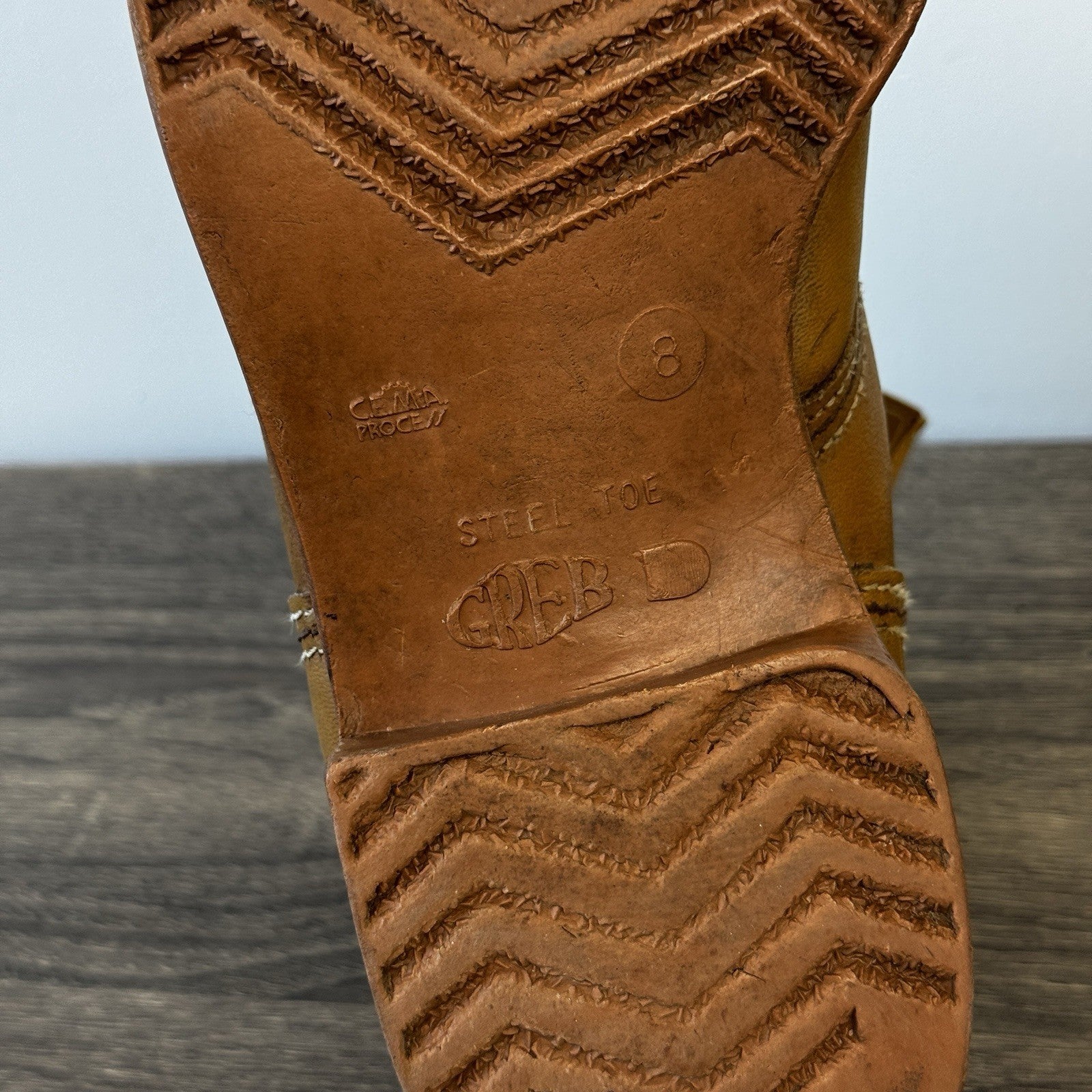 Vintage Greb Steel Toe Work Boots mens Sz 8 Brown Combat Leather Made in Canada