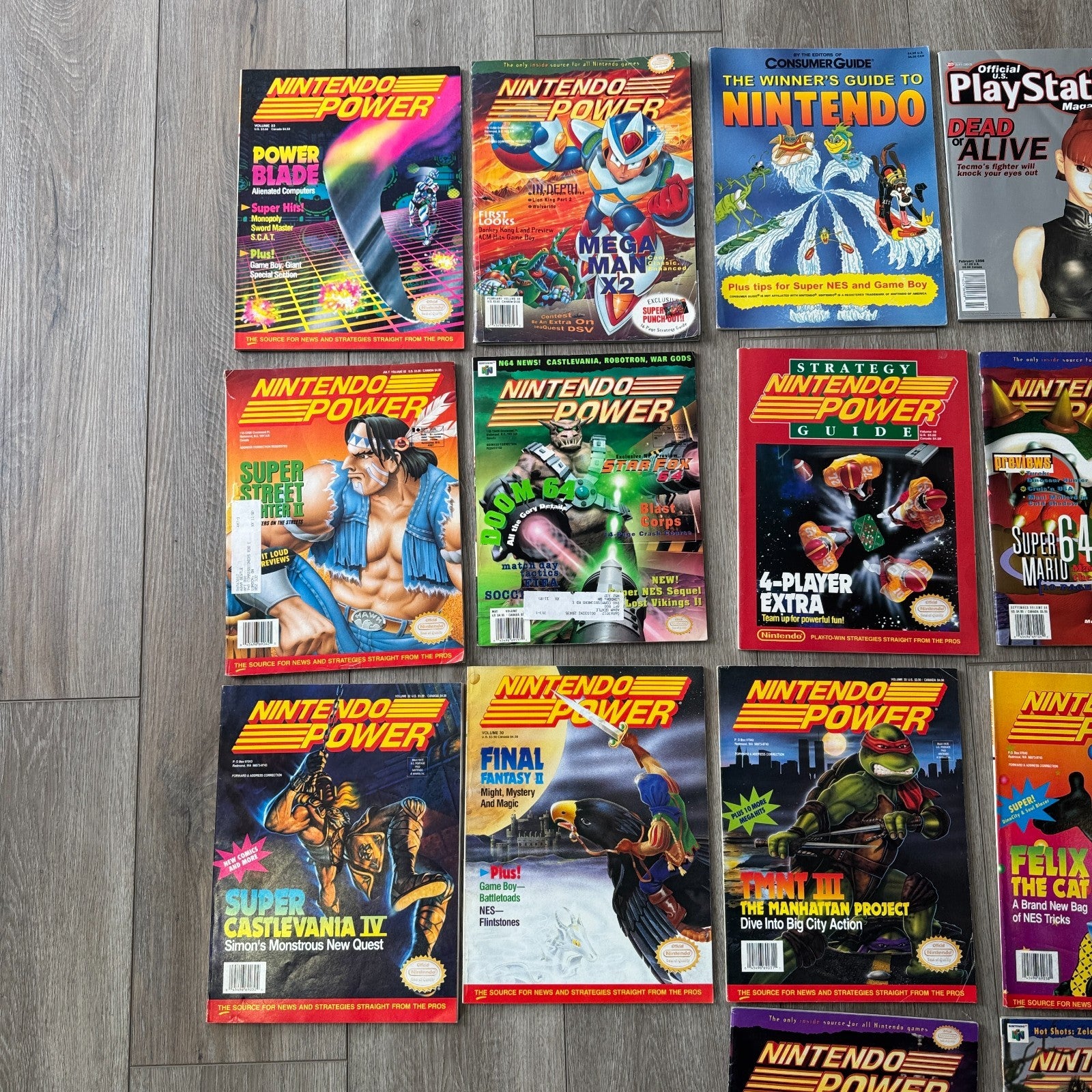 Lot of 18 Nintendo power Magazines & 1 Playstation Magazine Read Description
