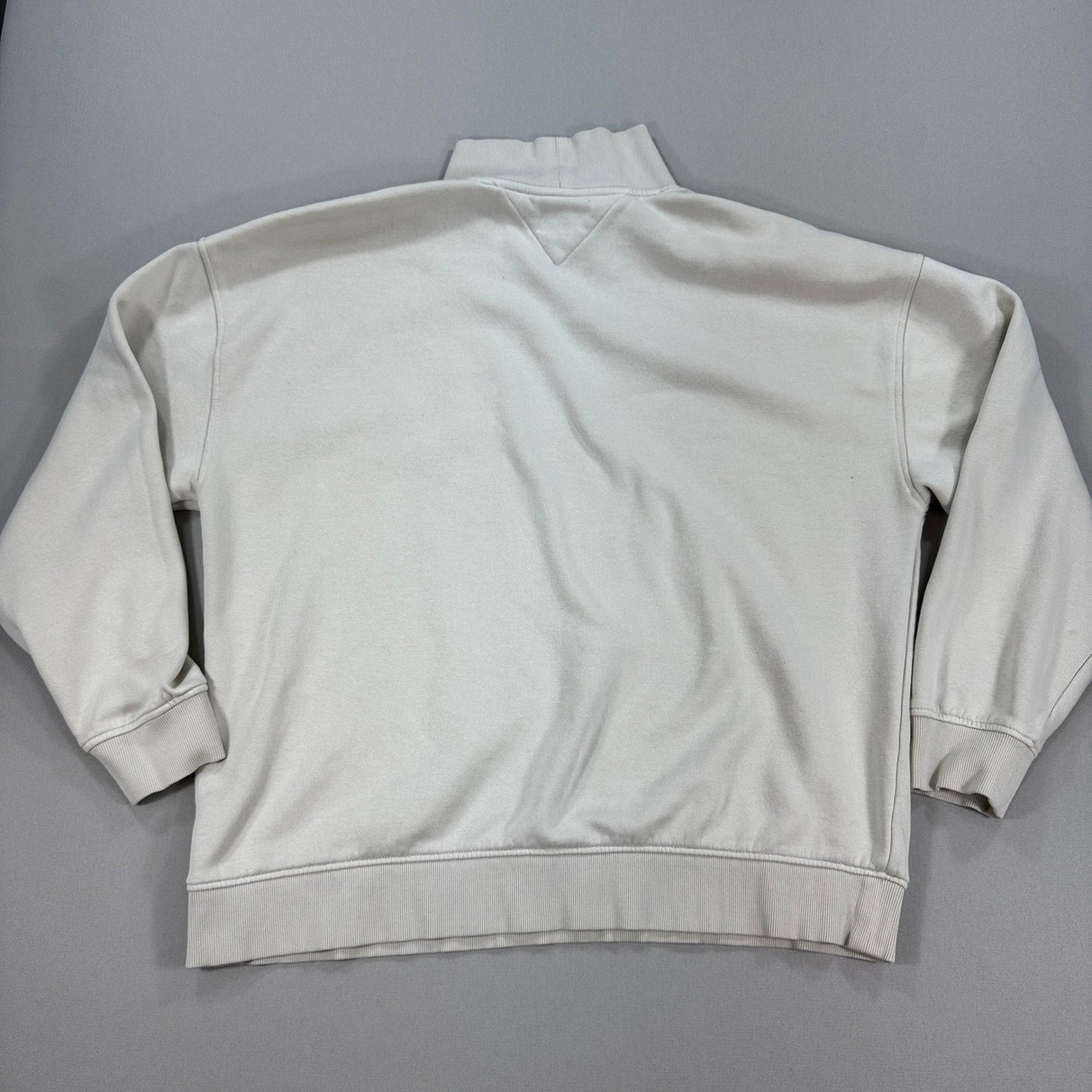 Tommy Jeans Pullover Mock Neck Sweatshirt Beige Logo Minimalist mens 2XL