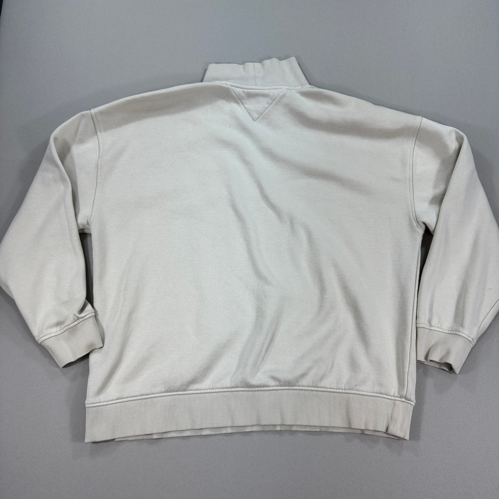 Tommy Jeans Pullover Mock Neck Sweatshirt Beige Logo Minimalist mens 2XL