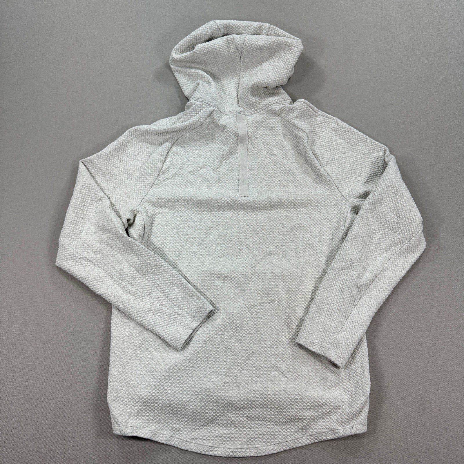 Lululemon At Ease Hoodie mens Medium Heather Light Gray Textured Knit Pullover